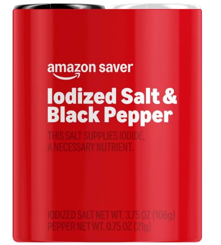 Premium Iodized Salt & Black Pepper Grinder Set - 4.25 Oz | Amazon Saver | Perfect for Cooking, Seasoning & Gourmet Meals