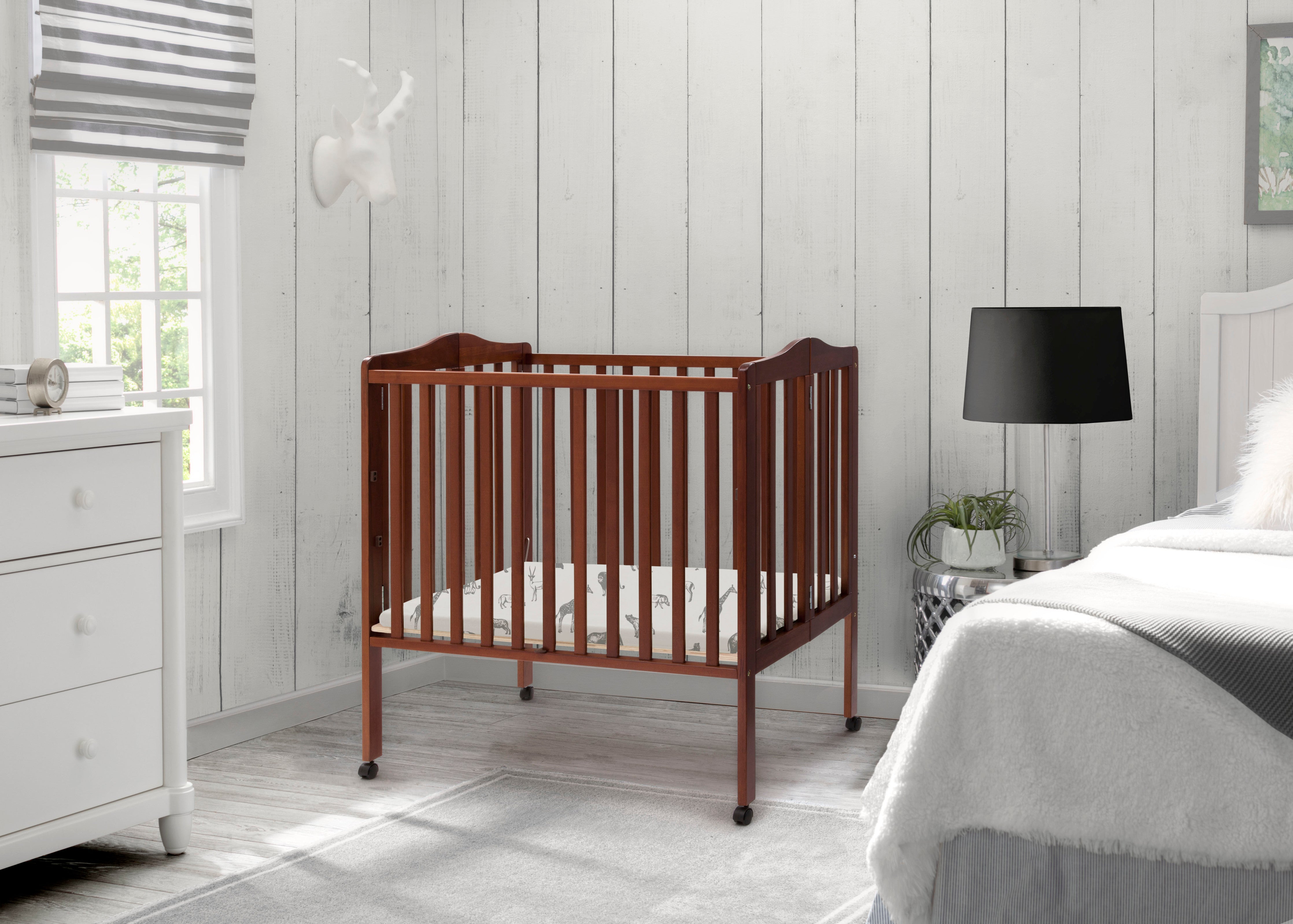 Portable Folding Mini Baby Crib with 1.5 Inch Mattress - Lightweight Travel Crib for Home, Nursery & On-The-Go Use