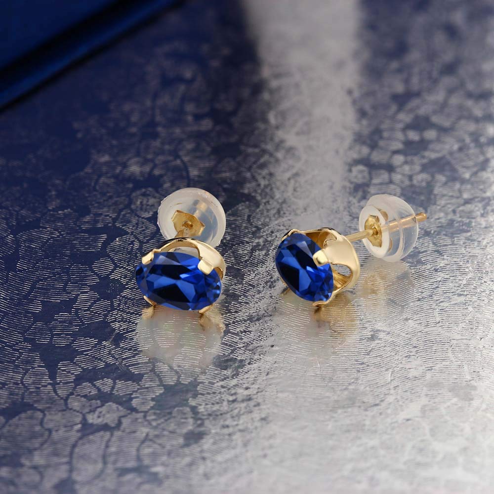 14K Yellow or White Gold 8X6MM Oval Birthstone Stud Earrings for Women & Men | Gemstone Jewelry Gift for Anniversary, Birthday & Special Occasions