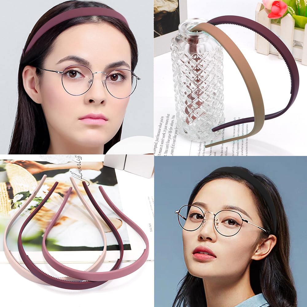TOBATOBA No Pressure Headbands for Glasses Wearers - 6 Pack Comfortable Non-Slip Headbands with Teeth for Women & Girls - Perfect for Sports, Running, Yoga and Daily Wear