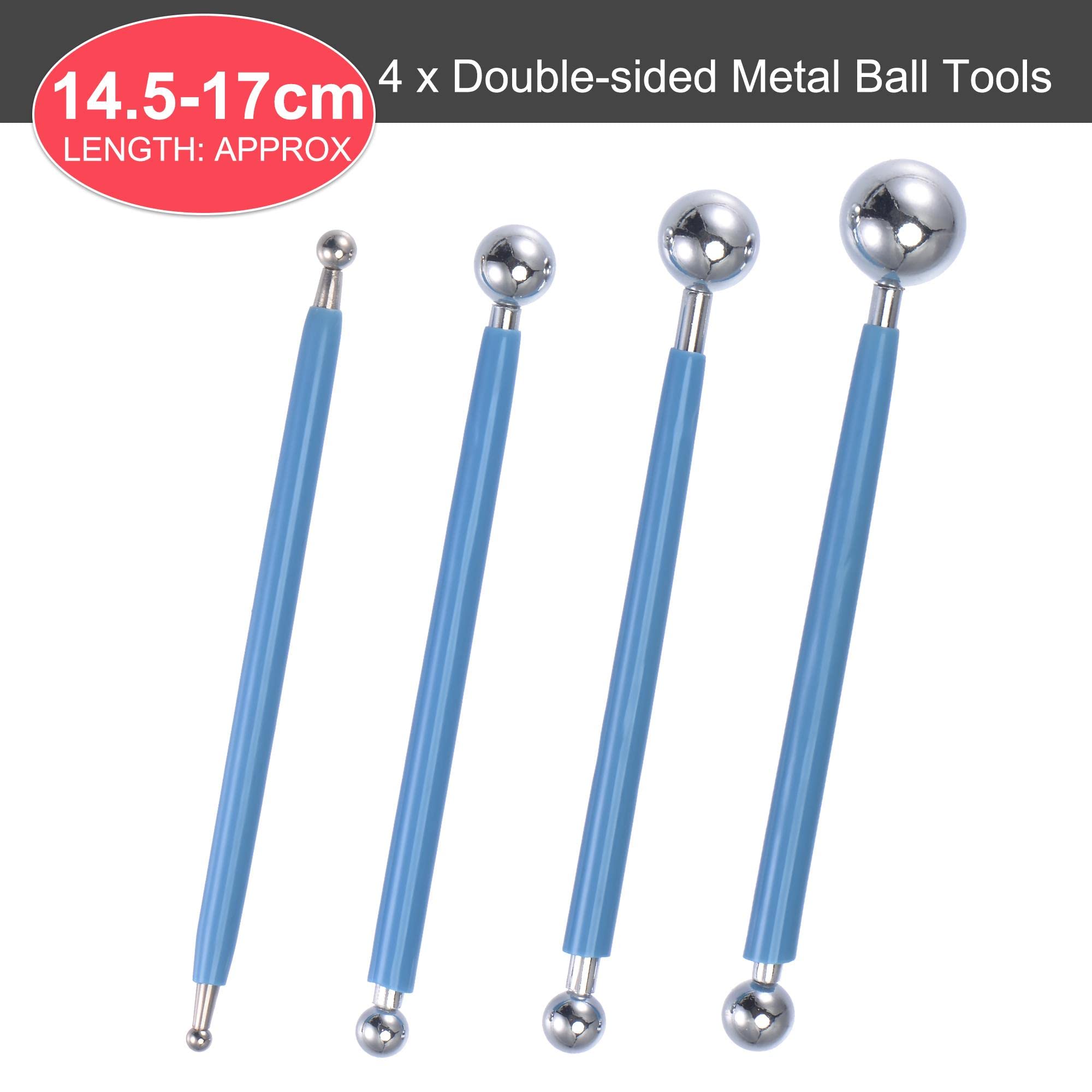 uxcell 4-Pack Stainless Steel Clay Sculpture Tools - Double-Ended Metal Ball Stylus & Dotting Set for Polymer Clay, Ceramics & DIY Crafts - Perfect for Sculpting, Modeling & Art Projects