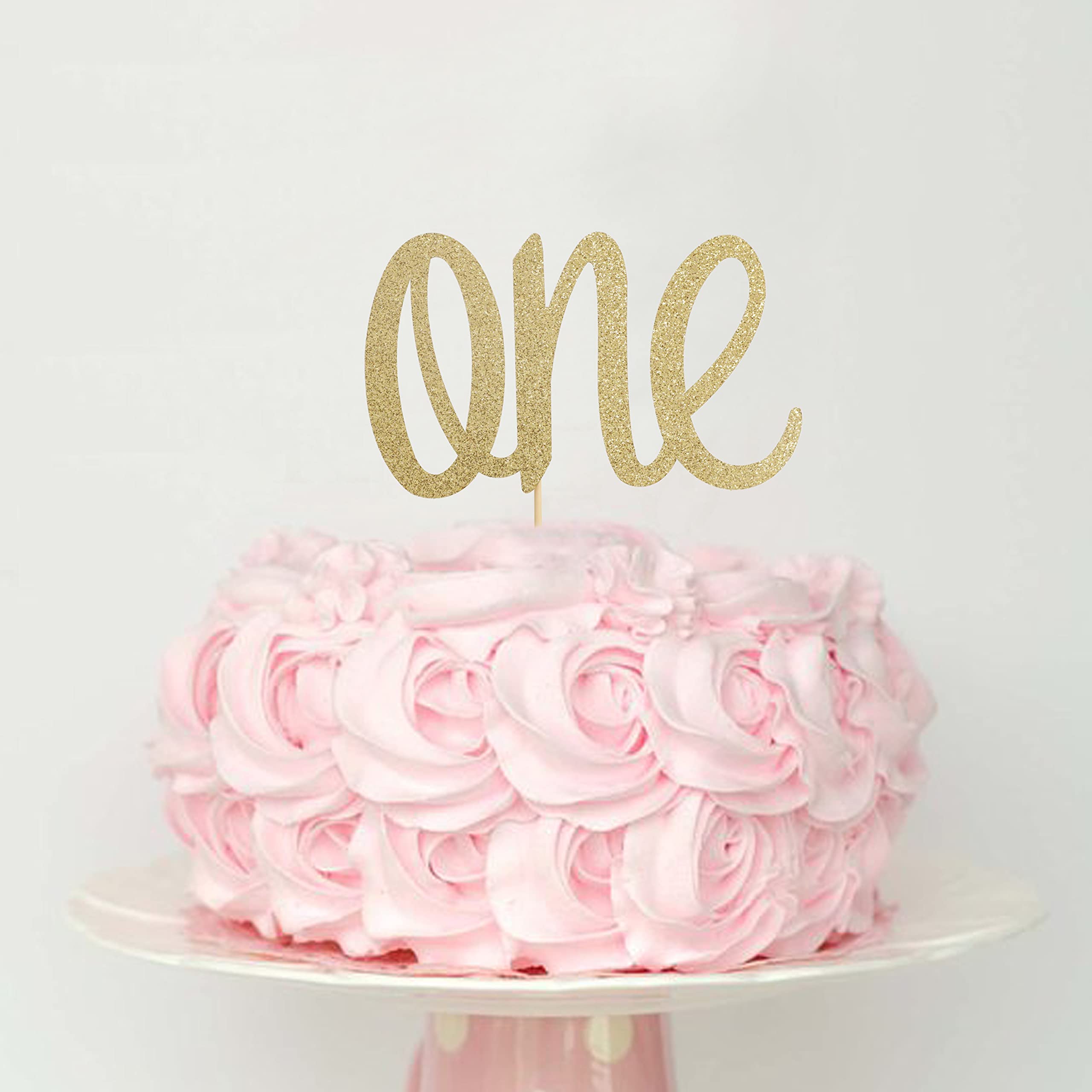 Gold Glitter 'ONE' Cake Topper for 1st Birthday - Photo Prop & Smash Cake Decoration | Perfect for Baby's First Birthday Party, Cake Smash Photo Shoot, and Celebration Decor