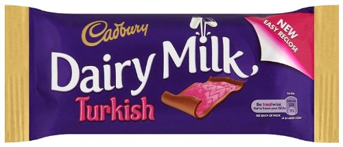 Cadbury Dairy Milk Turkish Delight Chocolate Bar - 50g (Pack of 24) | Rich Milk Chocolate with Turkish Delight Filling | Perfect for Gifts, Parties & Sweet Treats