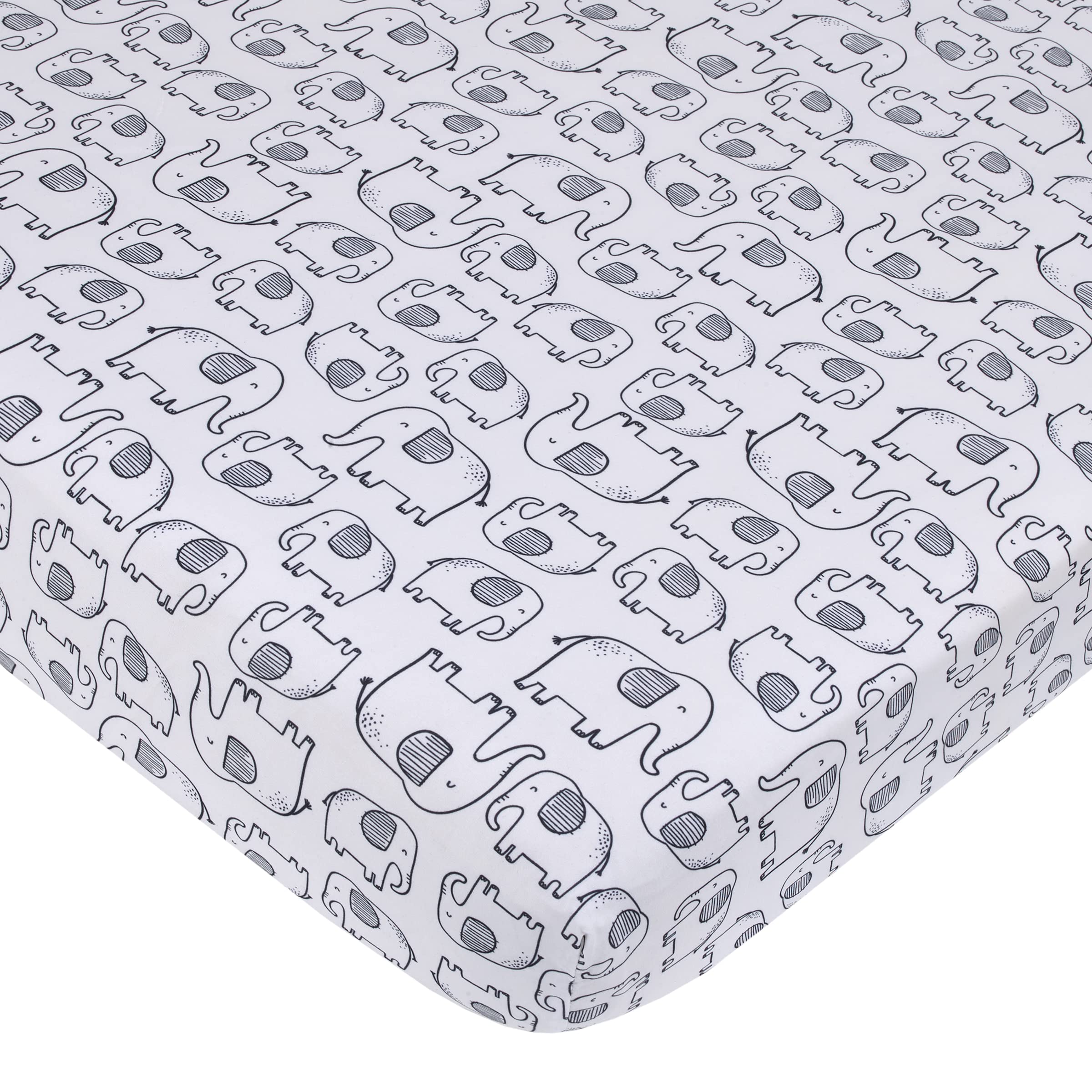 NoJo Carter's Blue Elephant 3-Piece Nursery Crib Bedding Set - Soft Chambray, Navy, Gray & White with Elephant, Moon, Clouds & Stars Design - Includes Comforter, Fitted Sheet & Crib Skirt | Perfect for Baby Shower Gifts & Cozy Nursery Decor