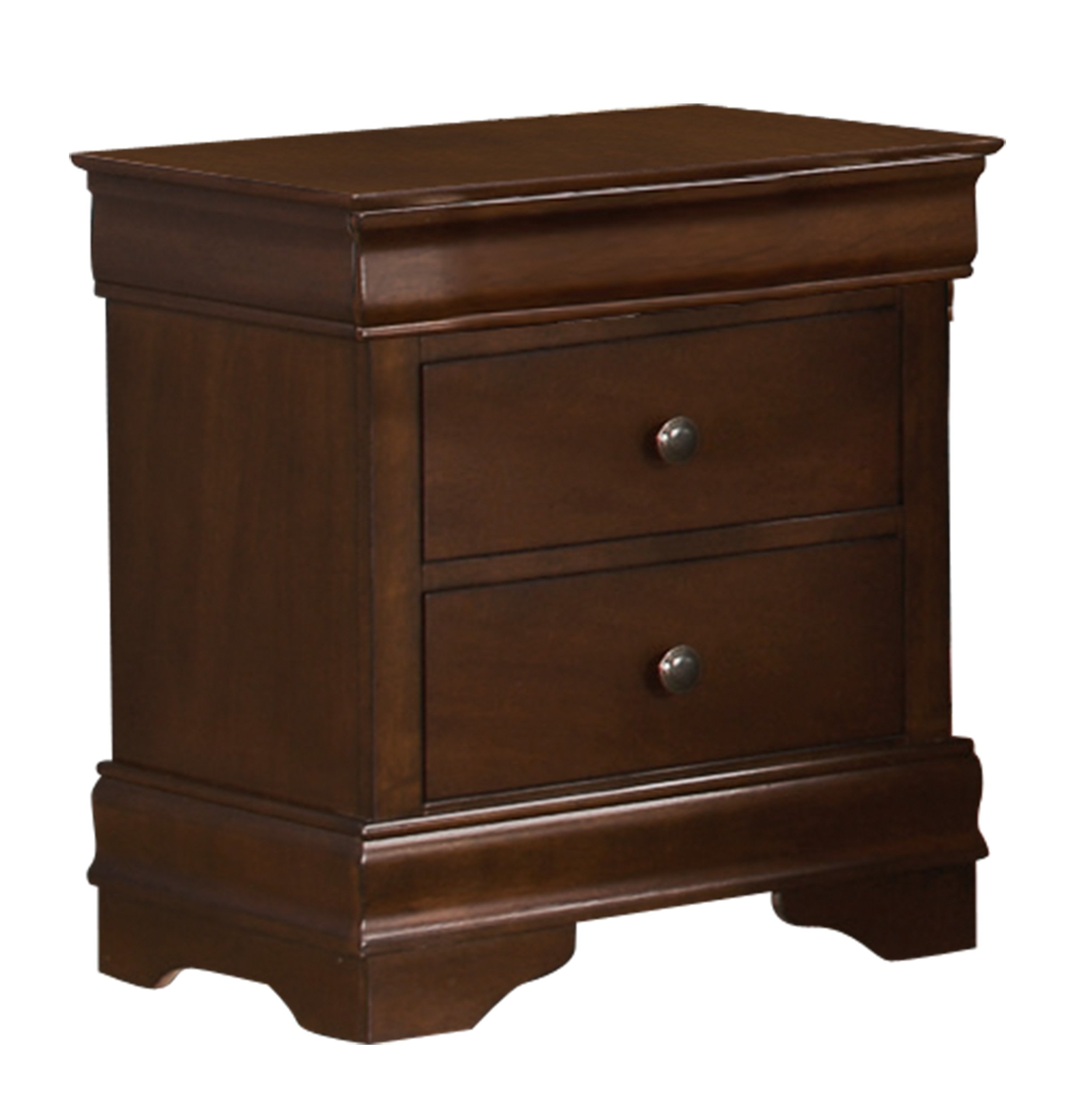 Homelegance Abbeville 2-Drawer Nightstand in Cherry Finish - Modern Bedside Table for Bedroom, Living Room, or Guest Room Storage