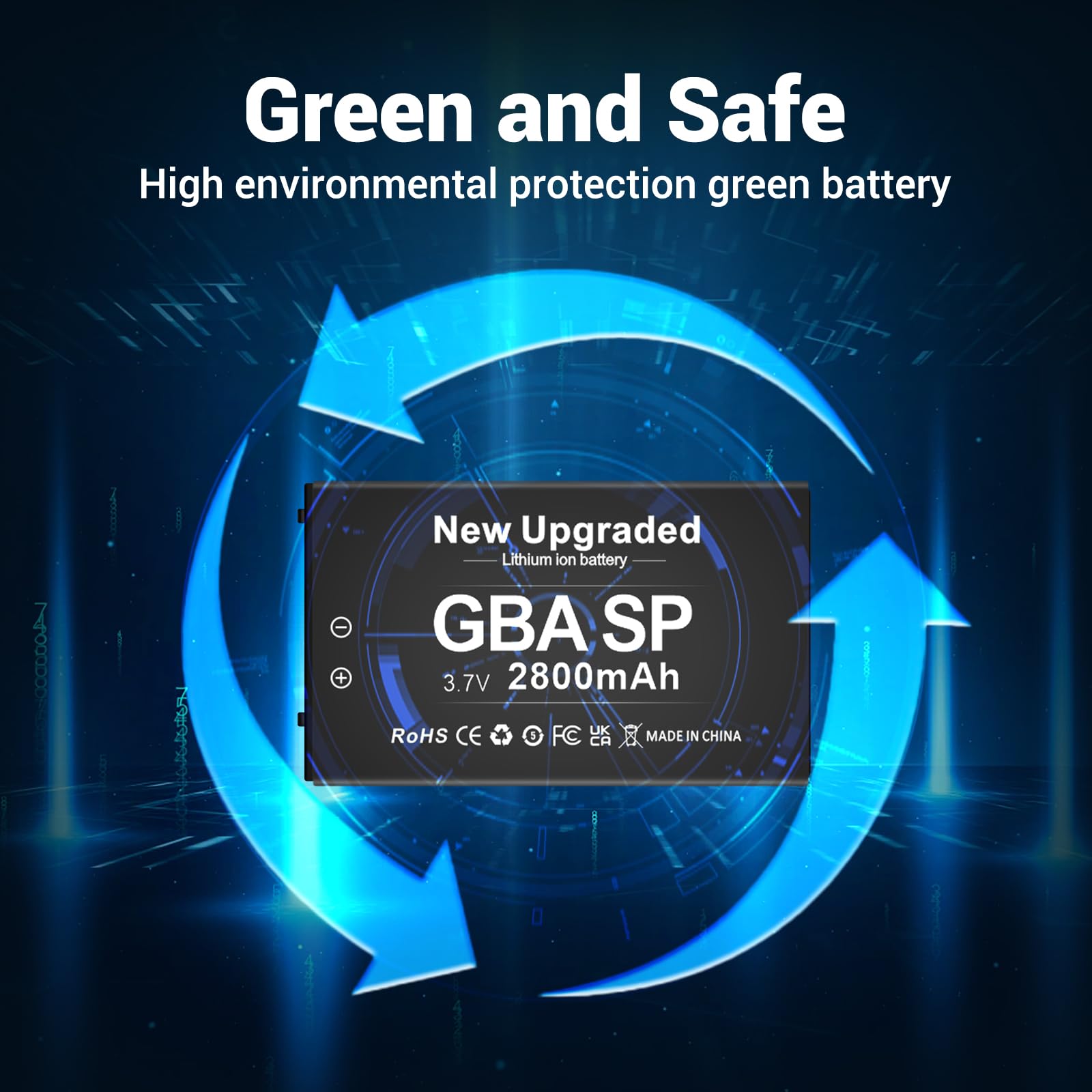 Upgraded 2800mAh Rechargeable Lithium-ion Battery for Nintendo GBA SP Gameboy Advance SP AGS-001 - High Capacity Replacement Battery with Screwdriver - Perfect for Gaming On The Go & Extended Play Sessions