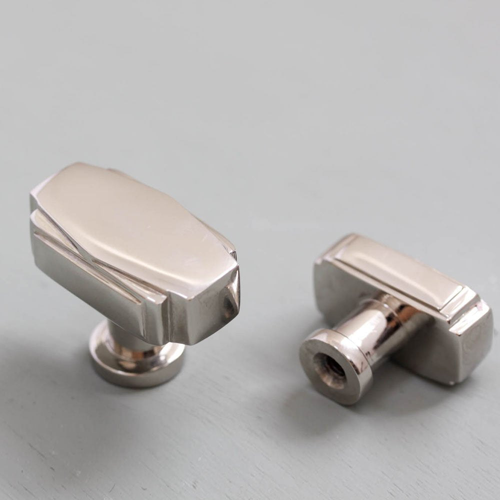 Vintage Polished Nickel Art Deco Cabinet Knob - Elegant Drawer Pulls for Kitchen, Bathroom & Furniture (Set of 10) - Perfect for Home Renovation & DIY Projects