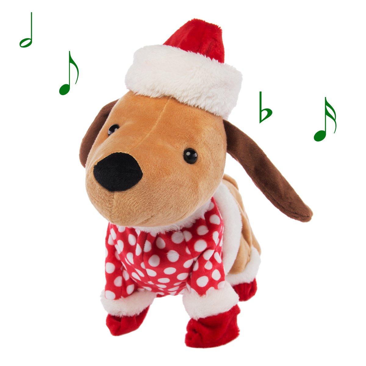 Simply Genius Animated Christmas Plush Dog - Interactive Robot Dog Toy That Walks & Barks, Talking Pet Companion for Kids - Perfect for Holiday Decorations, Gift Giving & Playtime Fun