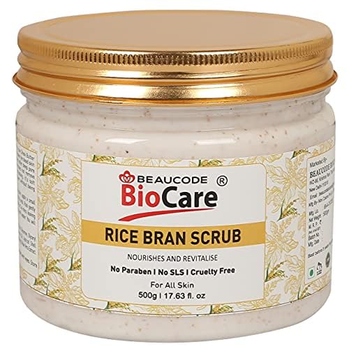 Beaucode BioCare Rice Bran Face Scrub 500Gm - Natural Exfoliator for Women & Men, All Skin Types | Paraben-Free, SLS-Free, Sulfate-Free & Cruelty-Free | Gentle Cleansing for Daily Skincare Routine