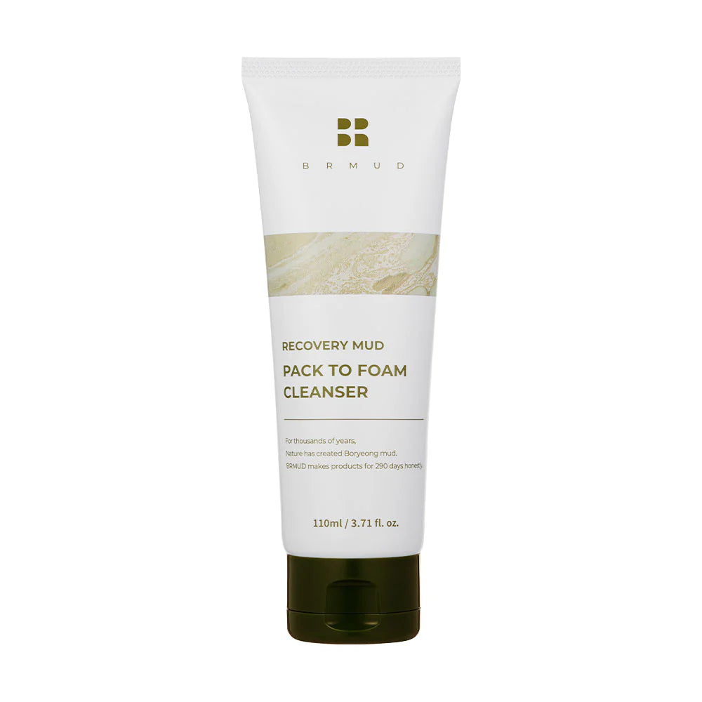 BRMUD Recovery Mud Pack to Foam Cleanser 110ml - Deep Cleansing Face Wash for Acne & Blackheads - Perfect for Daily Skincare & Post-Workout Refresh