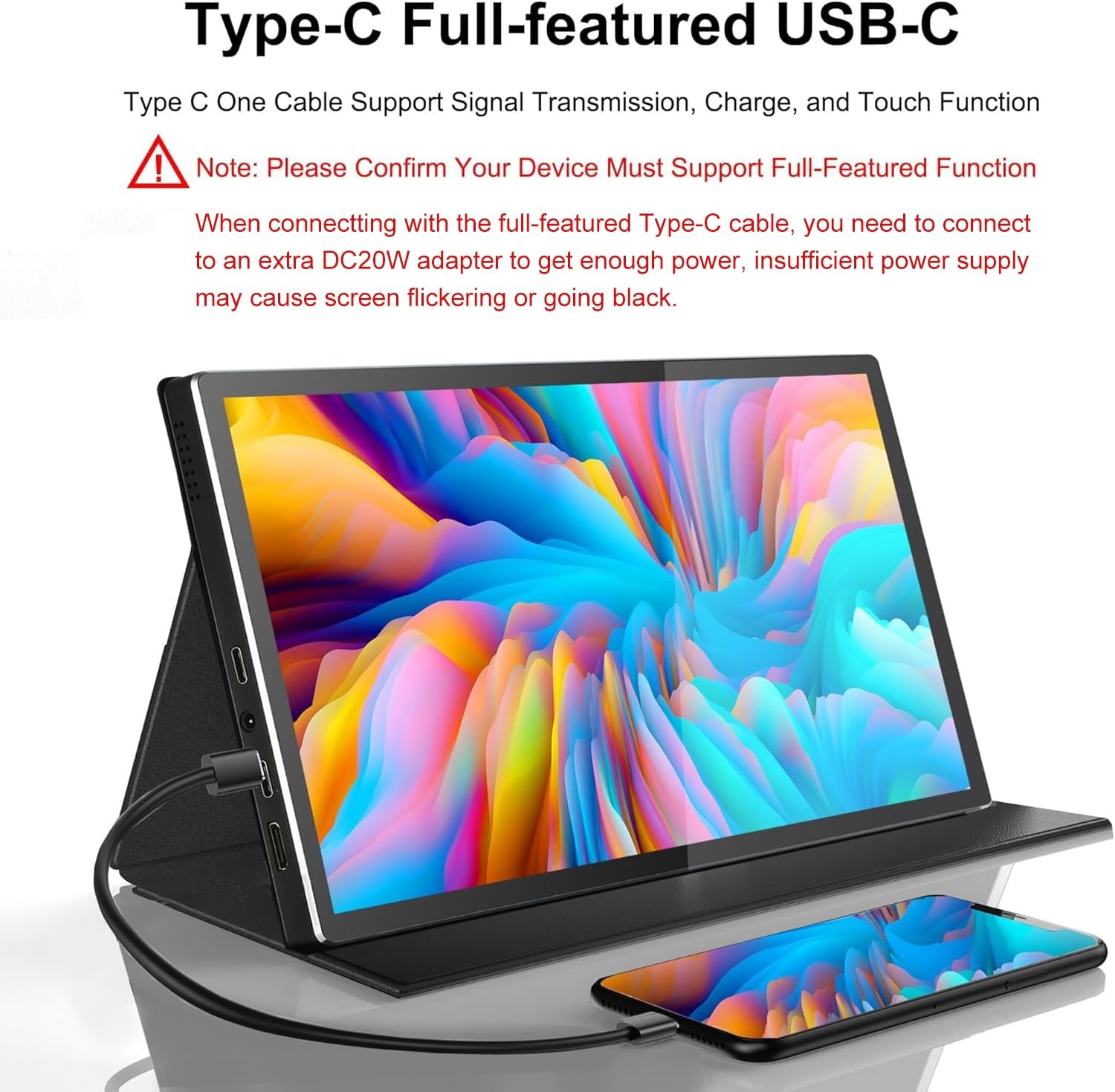 9-inch Portable Monitor 2K 2560x1600 IPS Touchscreen with 73% NTSC - USB-C & HDMI External Display for MacBook, PC, Laptop, Phone, Xbox, PS5 - Perfect for Gaming, Work & Travel