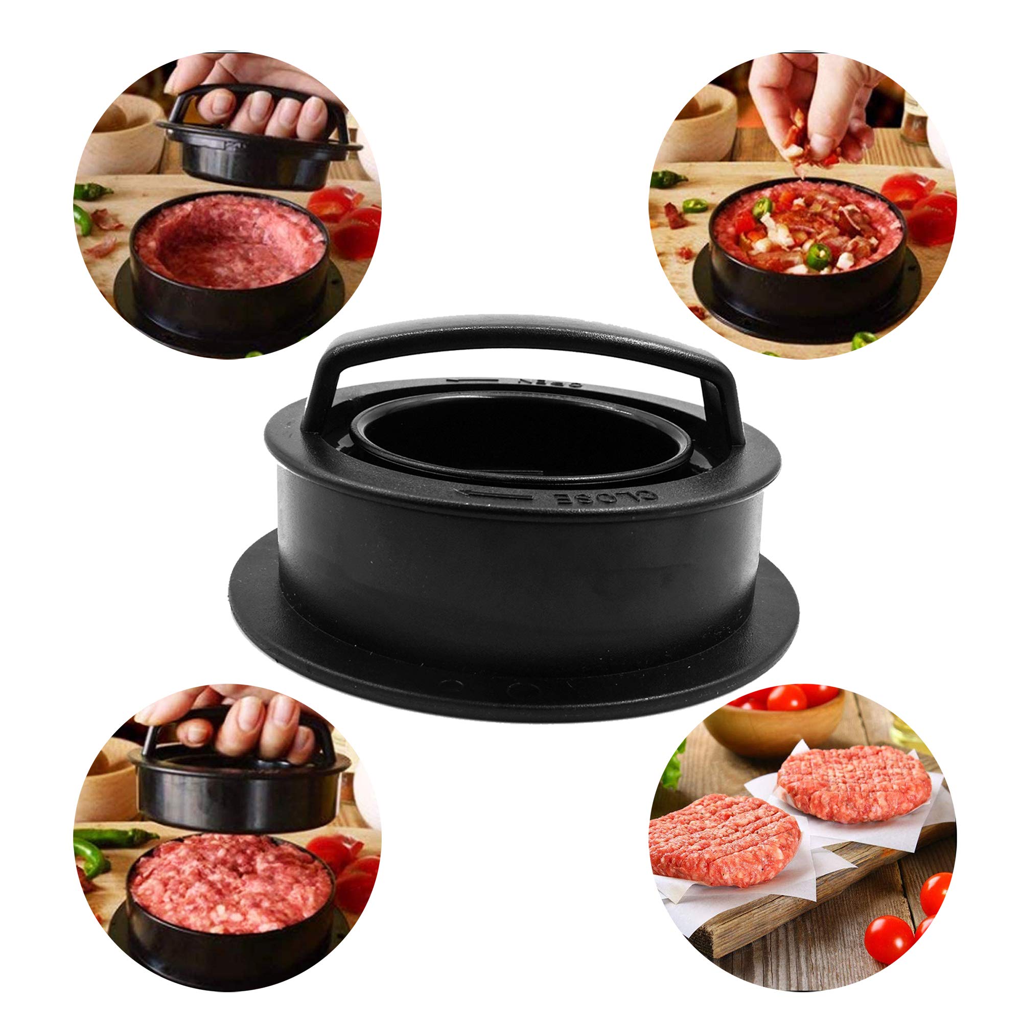 TCAIRG Hamburger Press Patty Maker - Stainless Steel Burger Mold for Stuffed Burgers, Sliders & Beef Patties (3 Sizes) with 100 Wax Papers - Perfect for BBQ, Home Cooking & Restaurant Use