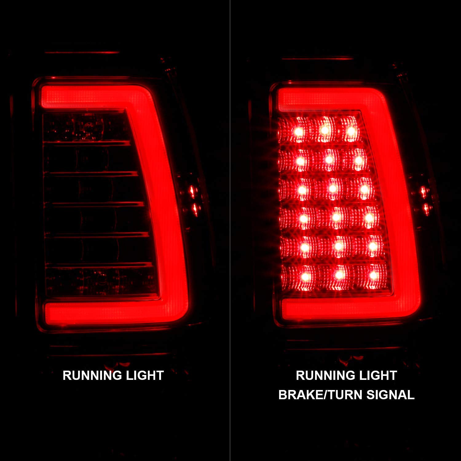 AmeriLite LED Tail Lights for 1999-2006 GMC Sierra & 1999-2002 Chevy Silverado - Ruby Red C-Type Replacement Brake Lamps (Pair) - Left & Right Side - Enhanced Night Visibility & Style Upgrade for Pickup Trucks