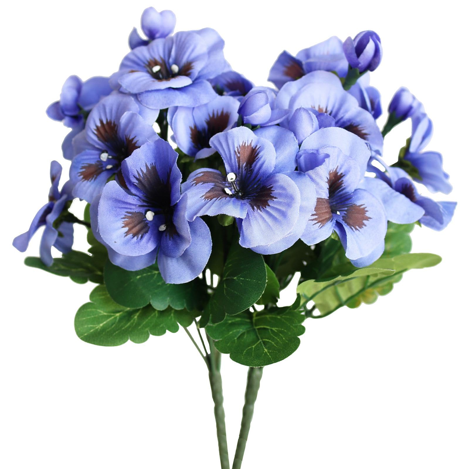 6PCS Artificial Pansy Bushes - Light Purple Faux Plastic Flowers for Indoor Outdoor Home & Garden Decor - Perfect for Table Centerpieces, Wedding Decorations, and Office Greenery