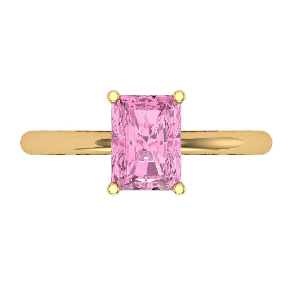 1.75ct Radiant Cut Pink Simulated Diamond Engagement Ring - 14K Yellow Gold Solitaire for Women | Wedding, Bridal, Anniversary Gift Idea | Elegant Jewelry for Proposals & Special Occasions