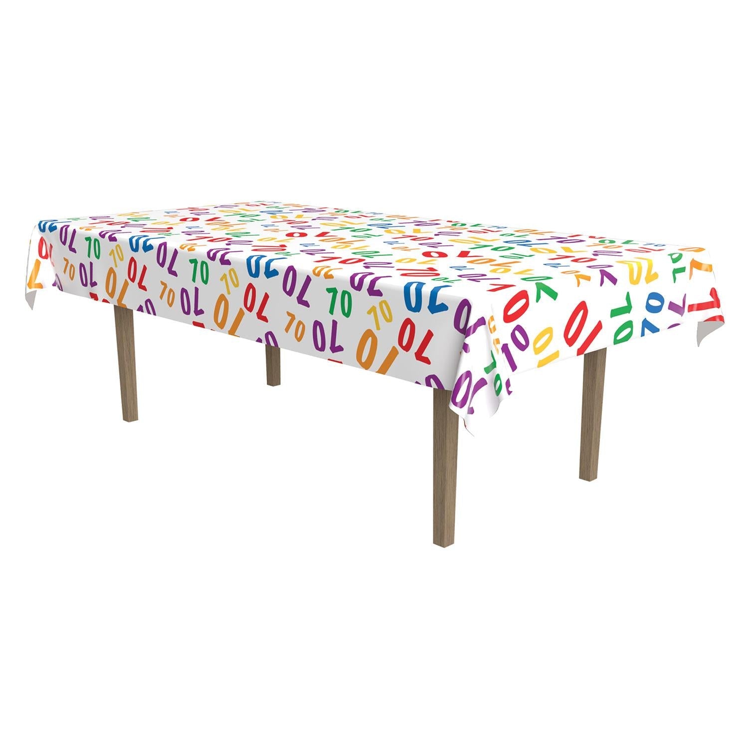 12 Pack Beistle 70th Birthday Party Table Covers - Premium Disposable Tablecloths for Anniversary Celebrations, Family Gatherings & Retirement Parties (70th Themed Decor)