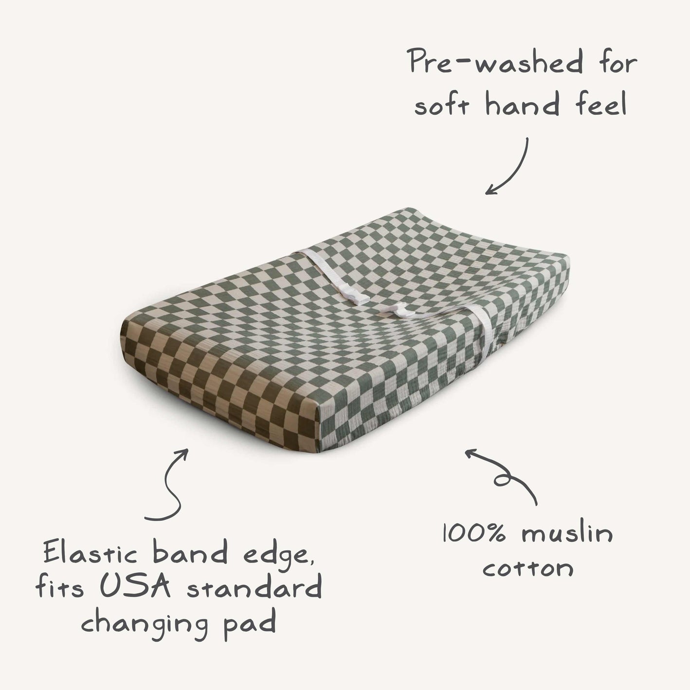 Mushie Waterproof Changing Pad Cover - Soft & Washable Baby Diaper Changing Mat Cover for Nursery, Travel & On-the-Go Use