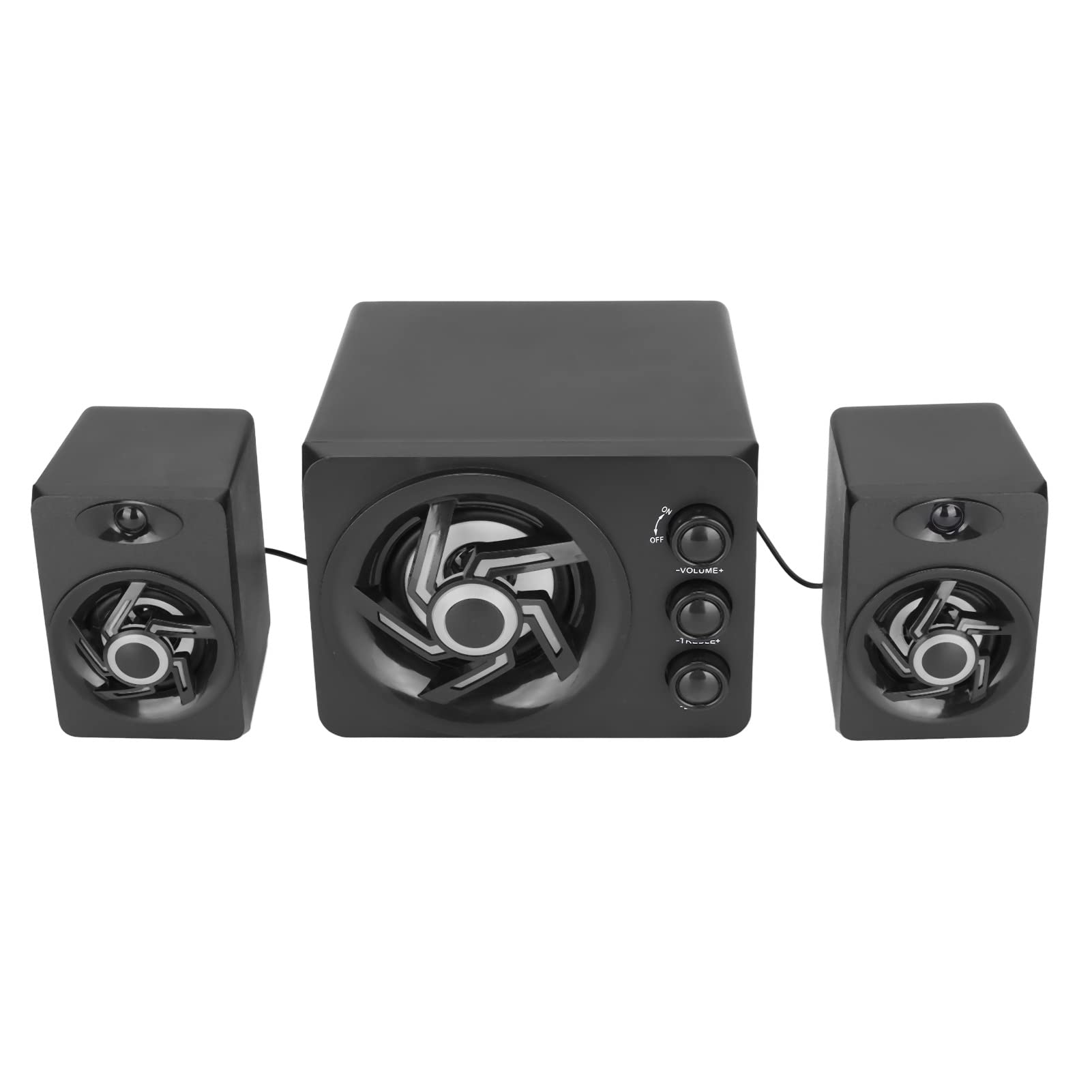DAUERHAFT 2.1 USB Powered Desktop Speakers with Adjustable Bass - Computer Gaming Speakers for PC, Laptop & Mobile - Home Cinema Sound System (New Black) | Perfect for Gaming, Movies & Music Streaming