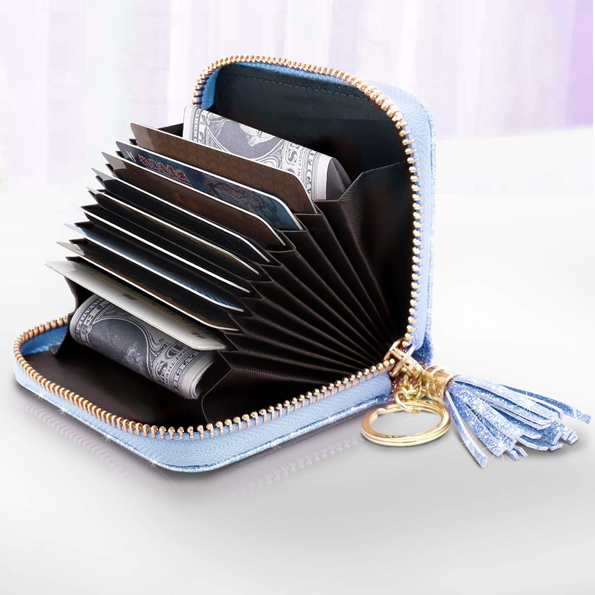 Stylish Women's Small RFID Blocking Credit Card Wallet - Glittery & Cute Card Holder for Everyday Use | Perfect for Travel, Shopping & Night Out