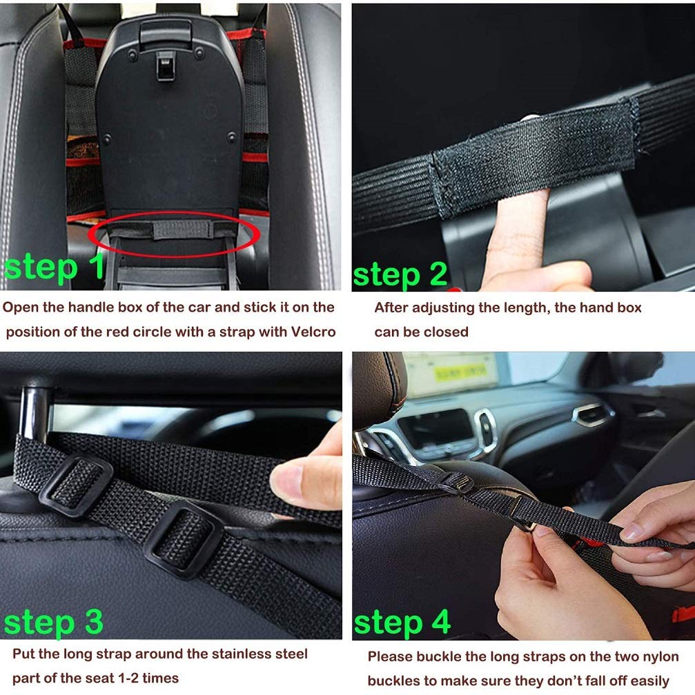Car Seat Back Organizer - Mesh Storage Net for Purse, Phone & Documents - Perfect for Car & Dog Barrier