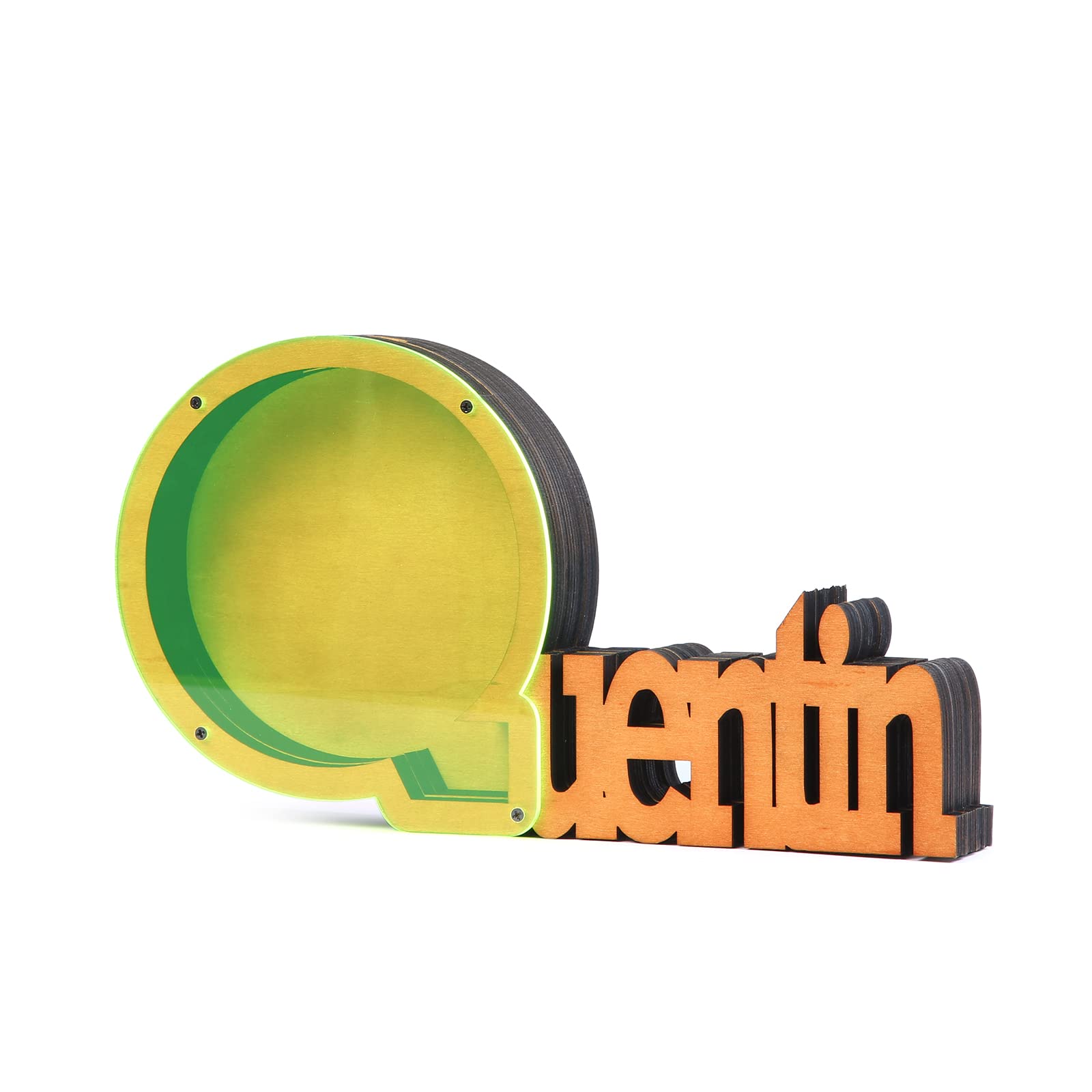 Personalized Wooden Letter Piggy Bank with Engraved Name - Large Capacity Money Saving Jar & Coin Box for Kids, Toddlers, Boys & Girls - Perfect Baby Shower Gift, Birthday Present & Financial Education Tool (Shiny Yellow) - Great for Teaching Children to Save Money, Home Decor & Gift-Giving Occasions