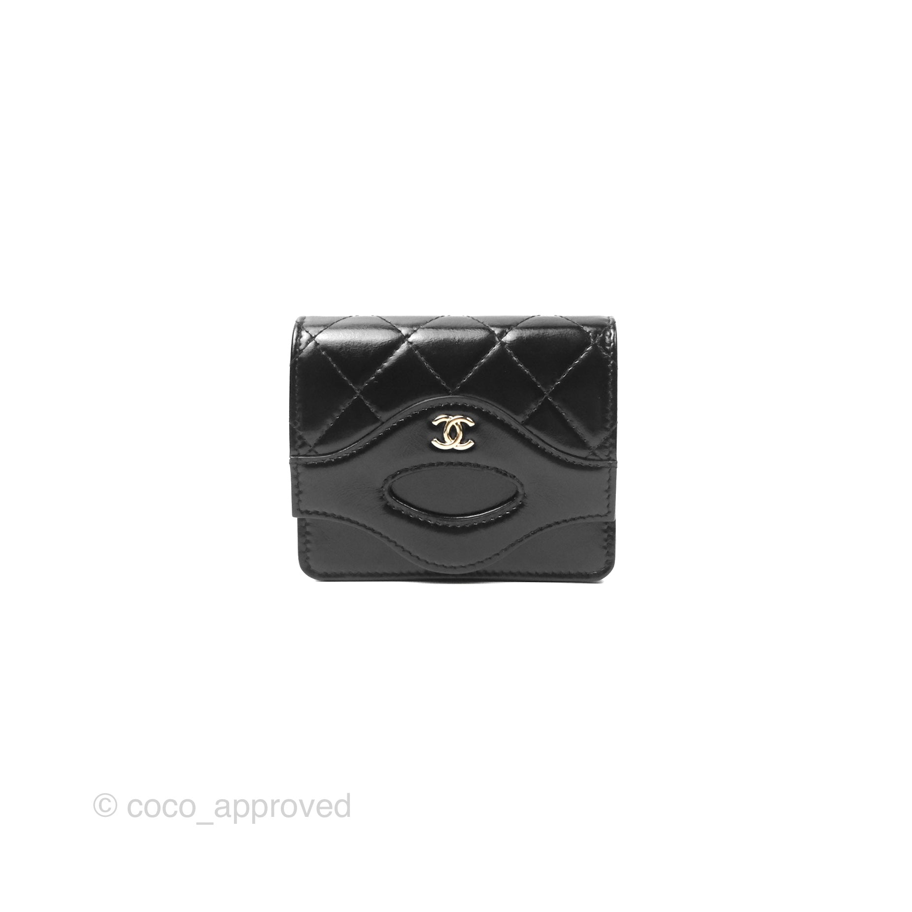 Chanel 31 Card Holder in Shiny Black Calfskin with Gold Hardware - Luxury Wallet for Credit Cards & IDs | Perfect for Everyday Use & Gift Giving