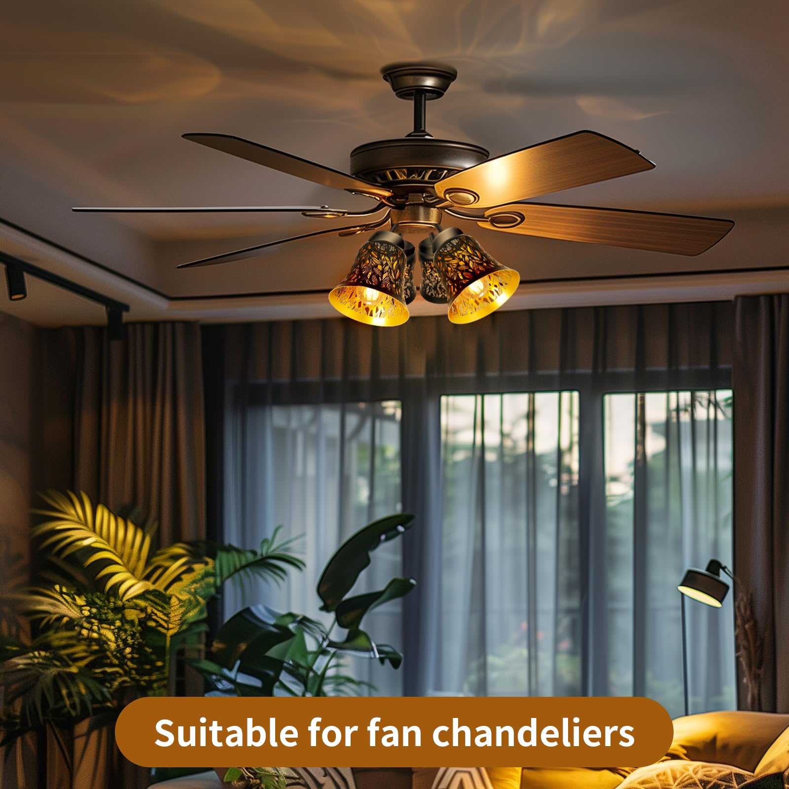 ALUCSET 4 Pack Metal Bell Shaped Pendant Light Shades - 4.72