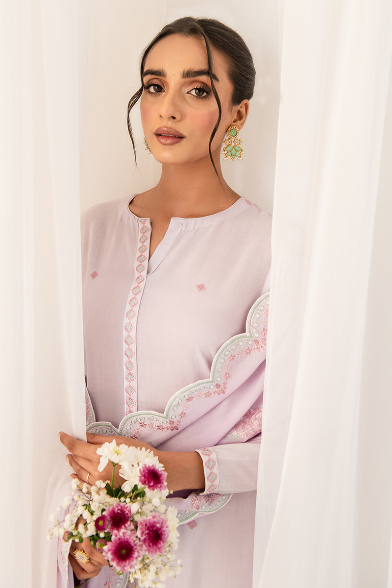Lilac Haze 2-Piece Set - Elegant Shirt & Dupatta for Women | Boho Chic Outfit for Casual Wear, Parties & Festive Occasions