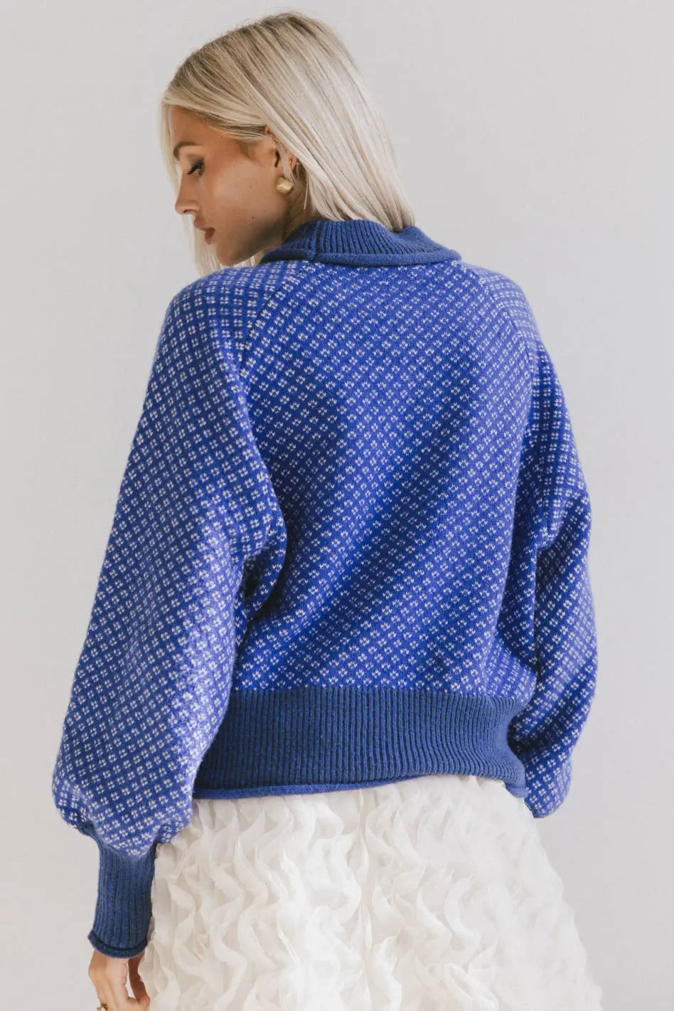 Nathalia Women's Cobalt Blue Knit Sweater - Soft Winter Pullover for Casual Wear & Office Outfits