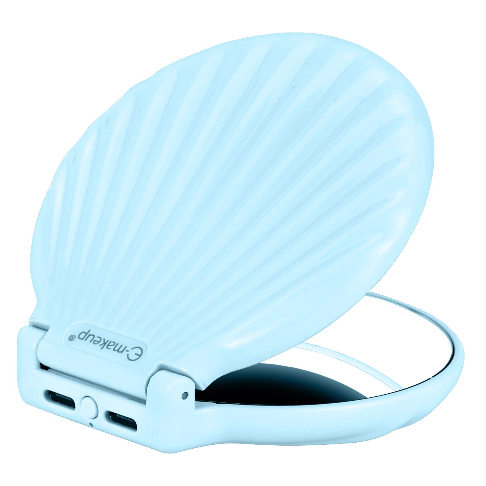 LED Lighted Makeup Mirror with 1x/2x Magnification - Rechargeable, Dimmable, Portable Travel Mirror for Women & Men - Compact Round Design Fits in Purse - Perfect Gift for Home, Bathroom & On-the-Go Touchups (Blue)