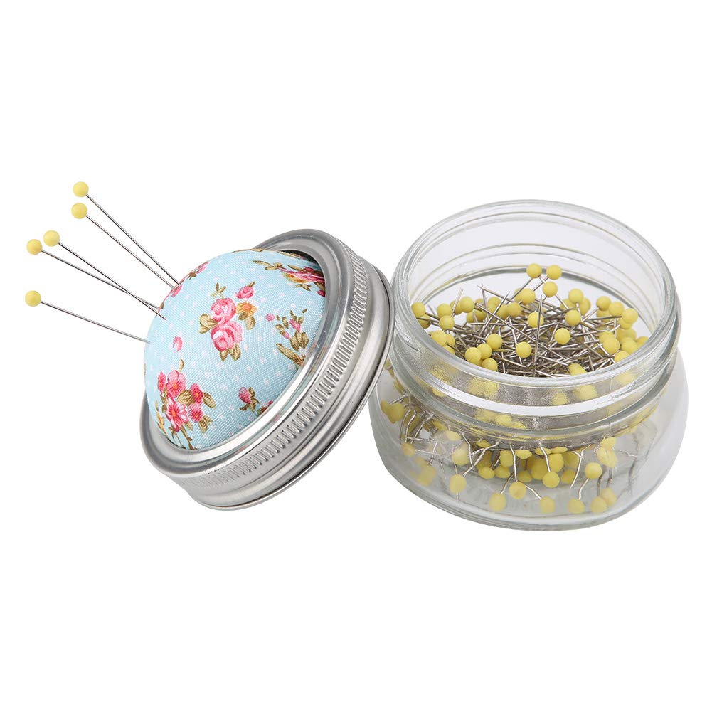 Haosie 200PCS Sewing Pins with Glass Bottle & Pin Cushion - Ball Head Straight Quilting Pins Kit for Sewing, Crafting & DIY Projects | Perfect for Dressmaking, Fabric Arts & Home Sewing Needs