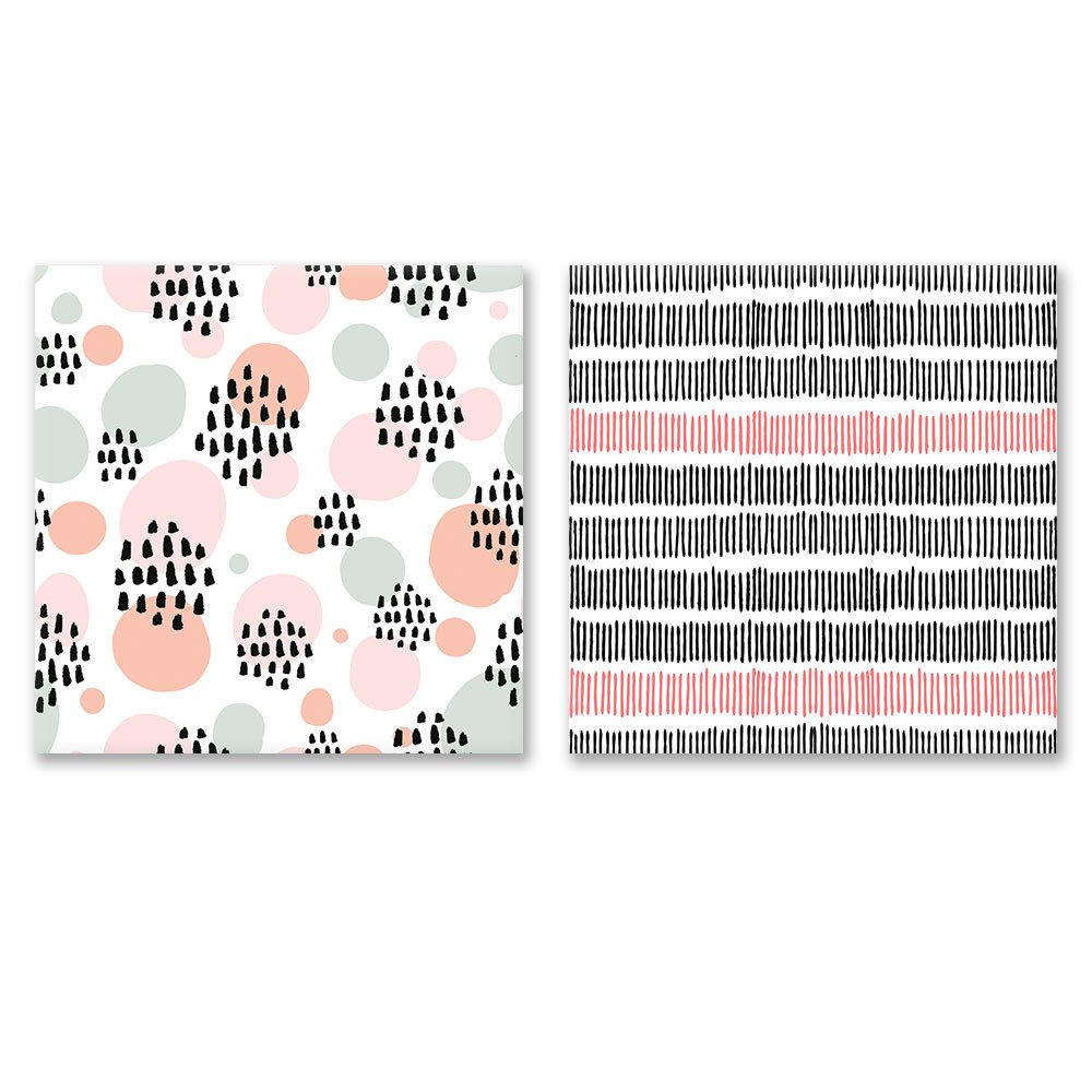 Abstract Square Canvas Wall Art Set of 2 - Modern Giclee Print Gallery Wrapped Ready to Hang - 16x16 Inch Contemporary Home Decor for Living Room, Bedroom & Office