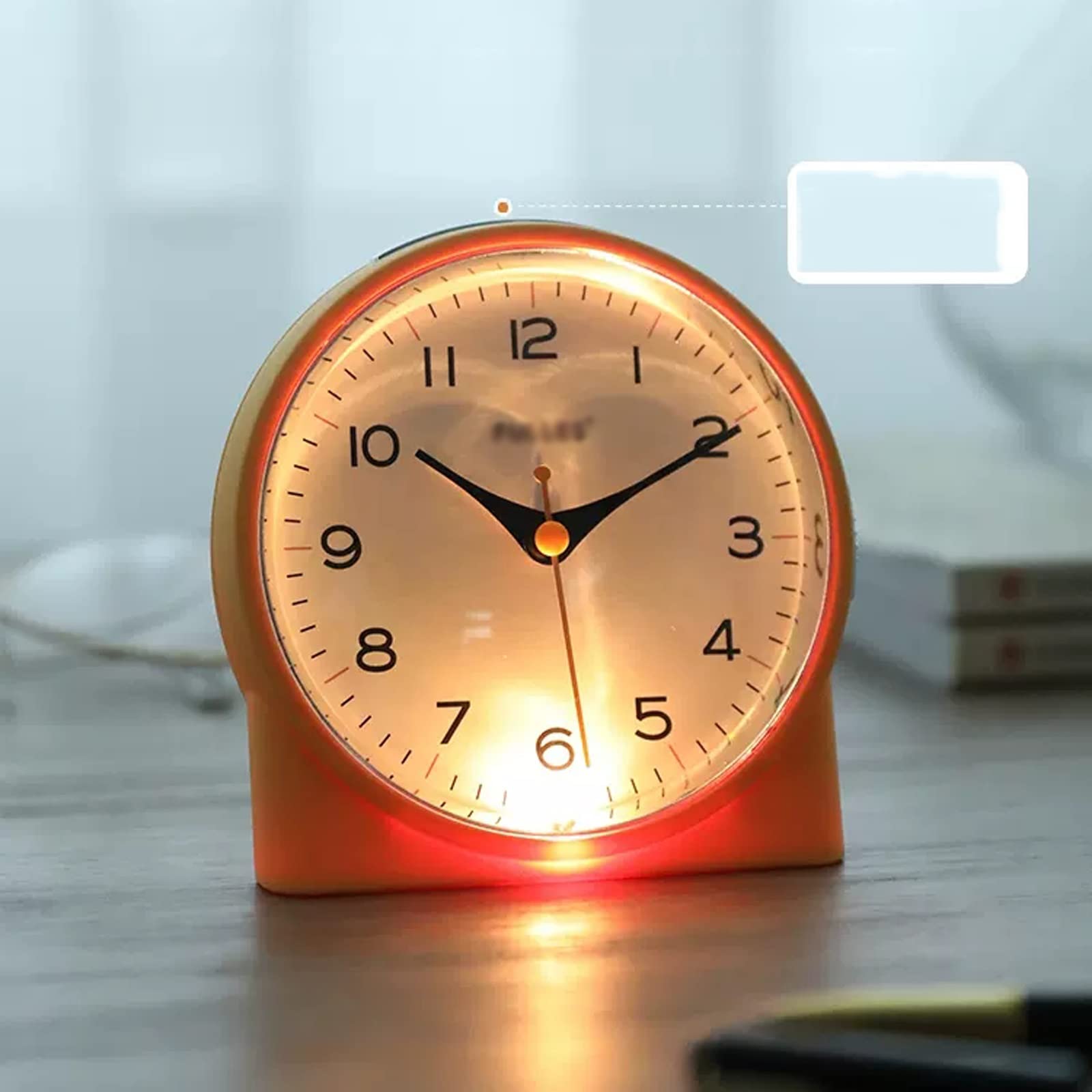 4 Inch Silent Alarm Clock with Night Light - Battery Operated, Snooze Function - Perfect for Bedroom, Office Desk, Nightstand & Gift (Black) | Ideal for Light Sleepers, Students & Home Decor