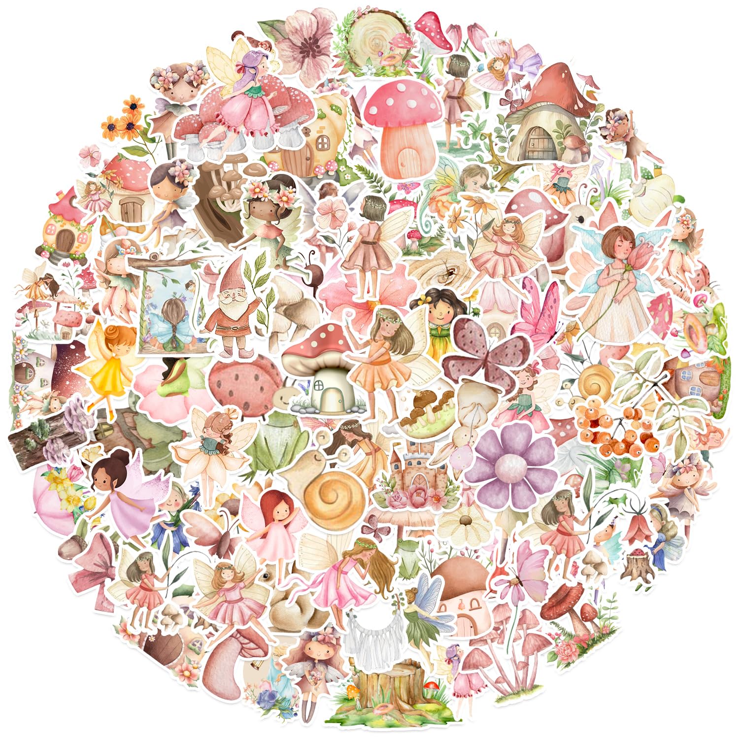 107 Pcs Fairy Stickers - Woodland Fairy Birthday Party Decorations, First Birthday Party Favors, Garden Fairy Party Supplies - Perfect for Laptop, Guitar, Motorcycle, Water Bottles, Scrapbooking & DIY Crafts