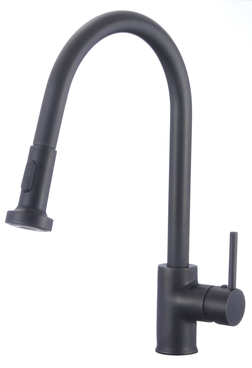 3.46 Inch 1 Hole Lead-Free Brass Kitchen Faucet in Black - Perfect for Modern Farmhouse, RV & Apartment Sinks