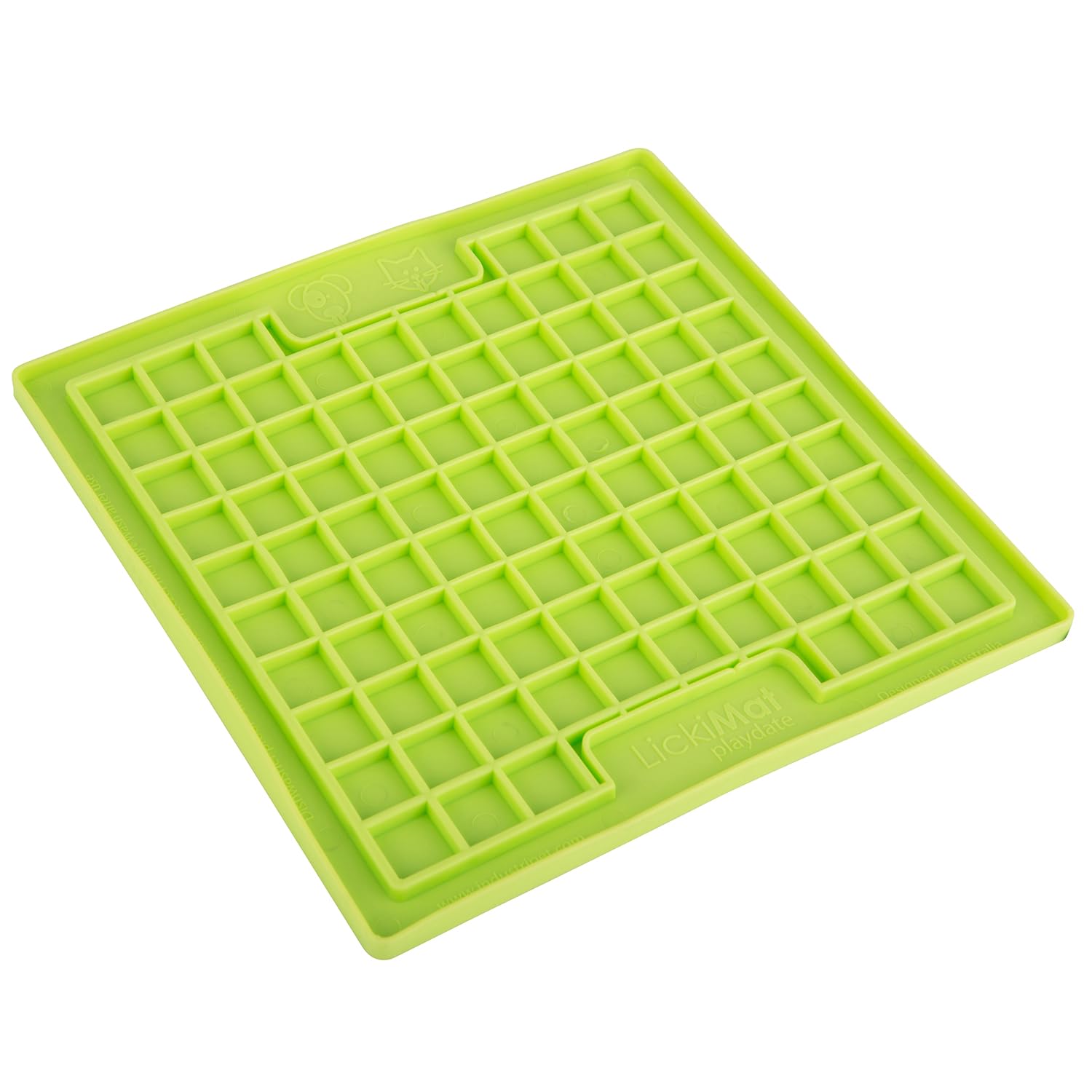 LickiMat Classic Playdate Cat Slow Feeder Lick Mat - Anxiety & Boredom Reducer for Cats - Perfect for Wet Food, Treats, Yogurt & Peanut Butter - Fun Alternative to Slow Feed Cat Bowls (Green) - Great for Mealtime Enrichment & Stress Relief