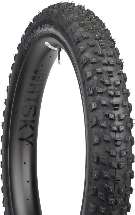 45NRTH Wrathlorde Tire - 27.5 x 4 Tubeless Folding Bike Tire with 120 TPI & 300 XL Concave Carbide Studs - Black - Perfect for Winter Mountain Biking and Snow Trail Cycling