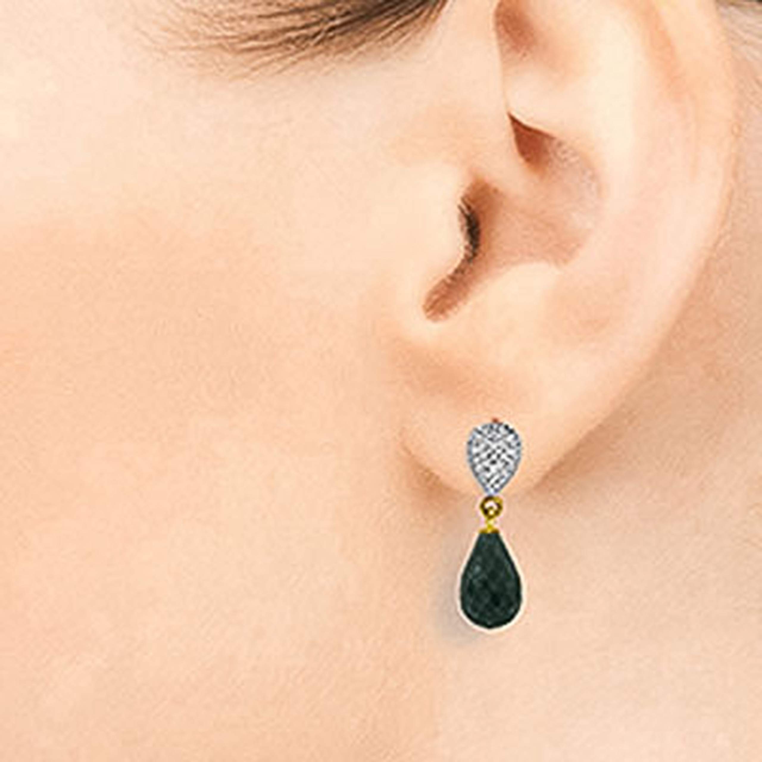 14K Solid Gold Earrings with Diamonds & Emeralds - Galaxy Gold GG Luxury Jewelry for Women - Perfect for Weddings, Anniversaries & Special Occasions