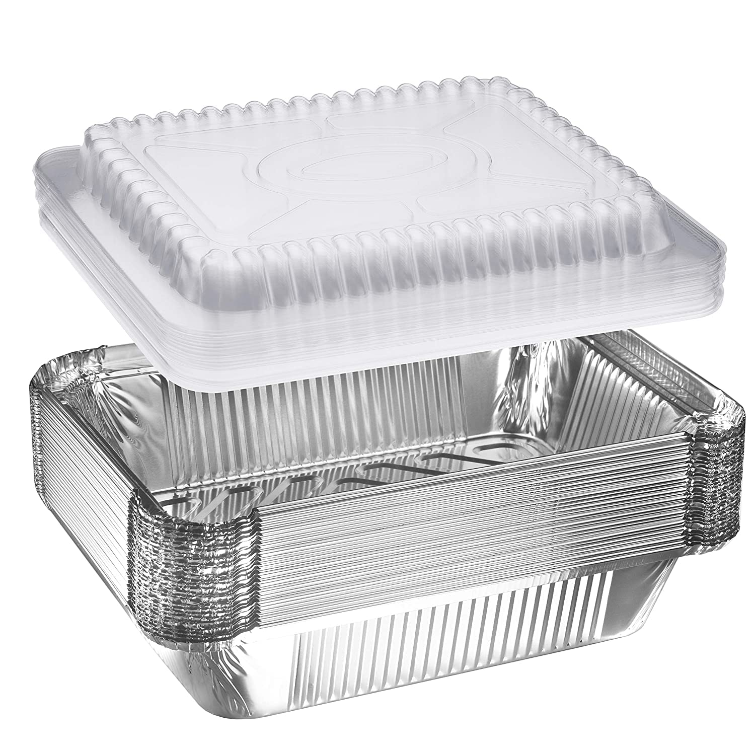 100-Pack 9 x 13 Inch Deep Half Size Disposable Aluminum Pans with Dome Lids - Heavy Duty Baking & Roasting Pans for Thanksgiving, Christmas, Parties & Meal Prep - Perfect for Casseroles, Turkey, Lasagna & Leftovers
