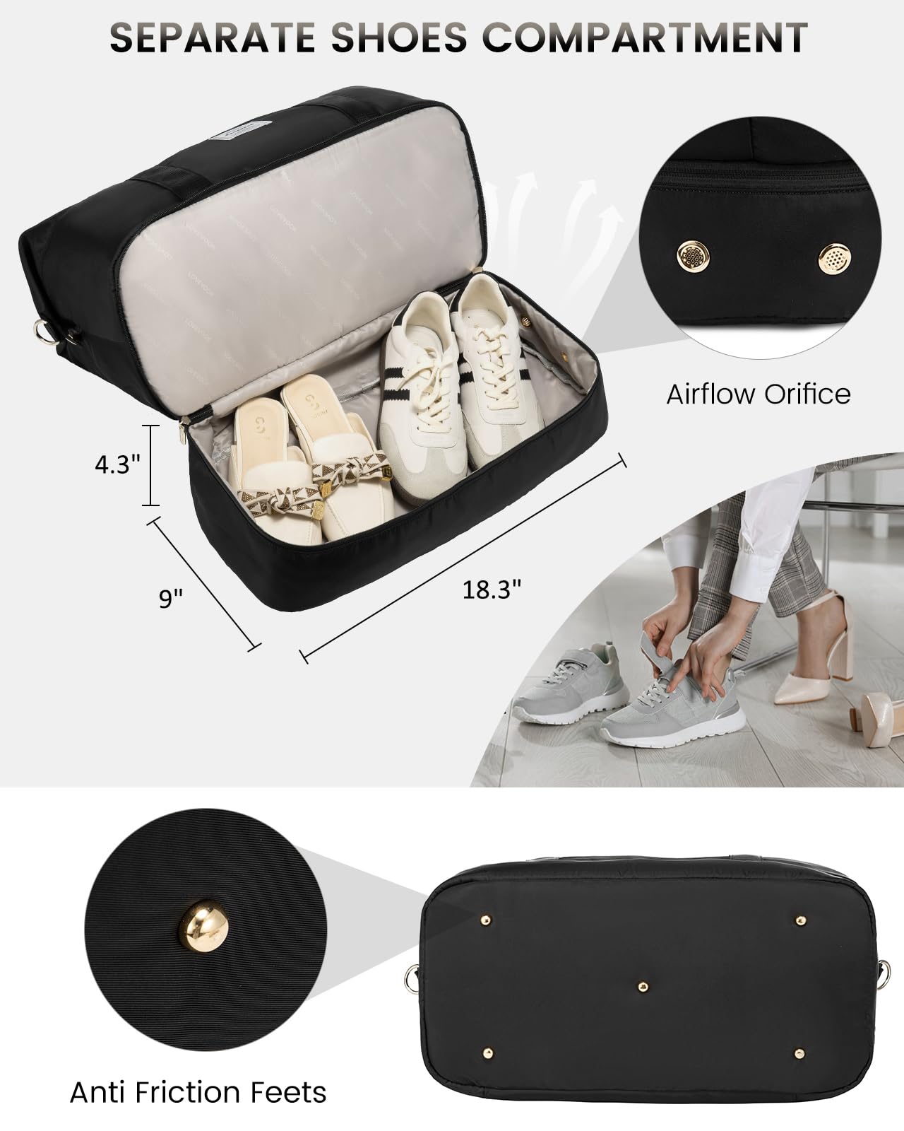 LOVEVOOK Women's Travel Weekender Bag - Carry On Overnight Duffle with Shoe Compartment & Laptop Pocket - Perfect for Hospital Labor Delivery, Gym Workout & Weekend Getaways