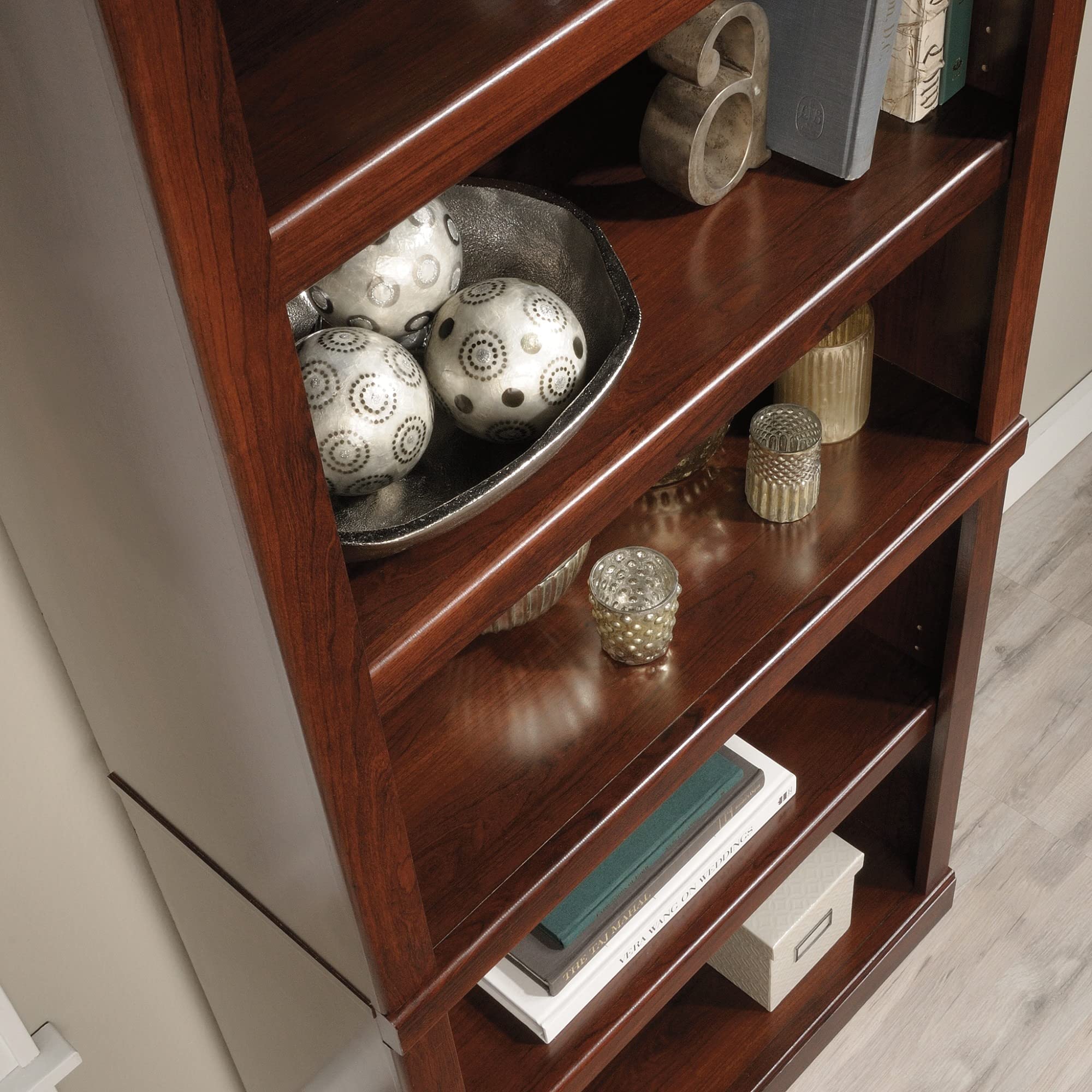 Realspace® 72 Inch Tall 5-Shelf Bookcase in Mulled Cherry Finish - Perfect for Home Office, Living Room, and Library Storage