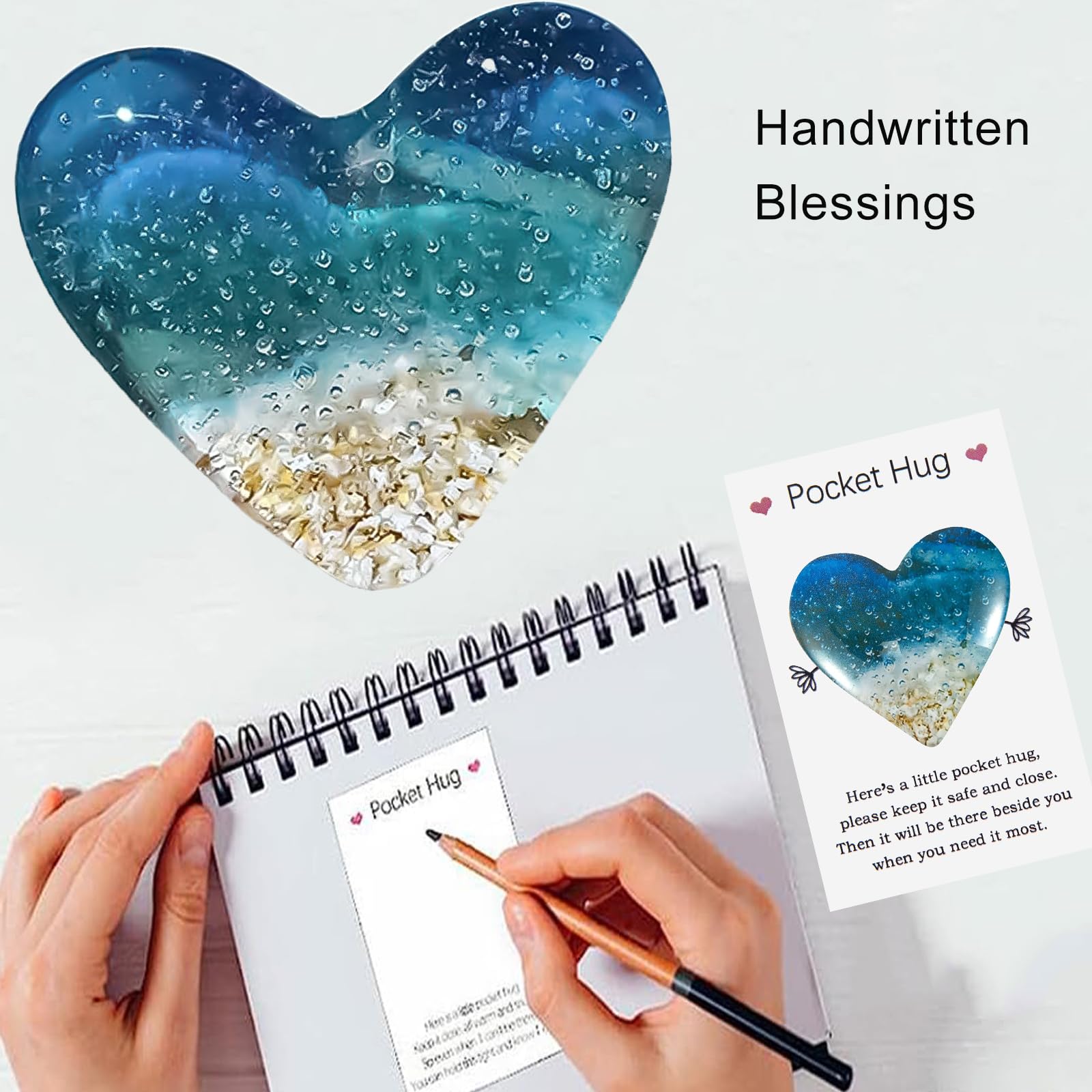 Heart-Shaped Glass Pocket Hug Token - Friendship Keepsake Gift for Women | Cute Positive Good Luck Charm for Birthday, Wedding, Christmas, Mother's Day & Valentine's Day | Perfect for Long-Distance Relationships, Best Friend Gifts & Emotional Support