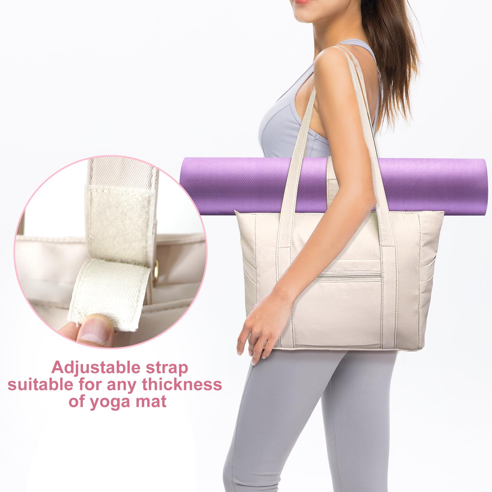 Women's Travel Yoga Gym Bag - Durable Duffel & Carry On Bag with Adjustable Yoga Mat Holder - Perfect for Yoga Classes, Gym Workouts & Weekend Getaways