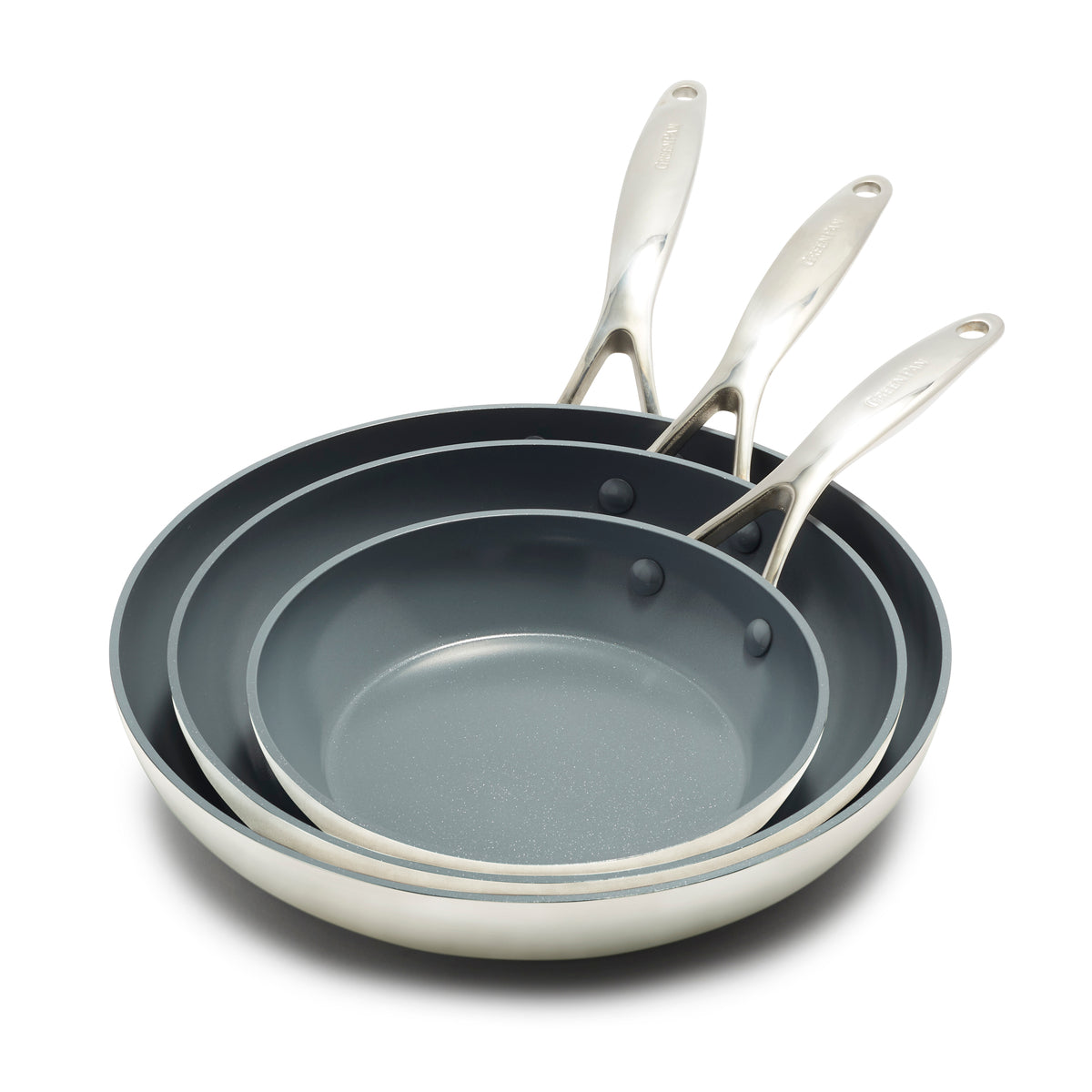 Valencia Pro Ceramic Nonstick 8, 9.5 & 11-Inch Frying Pan Set - Cream White | PFOA-Free Cookware for Healthy Cooking | Perfect for Sauteing, Frying & Omelets