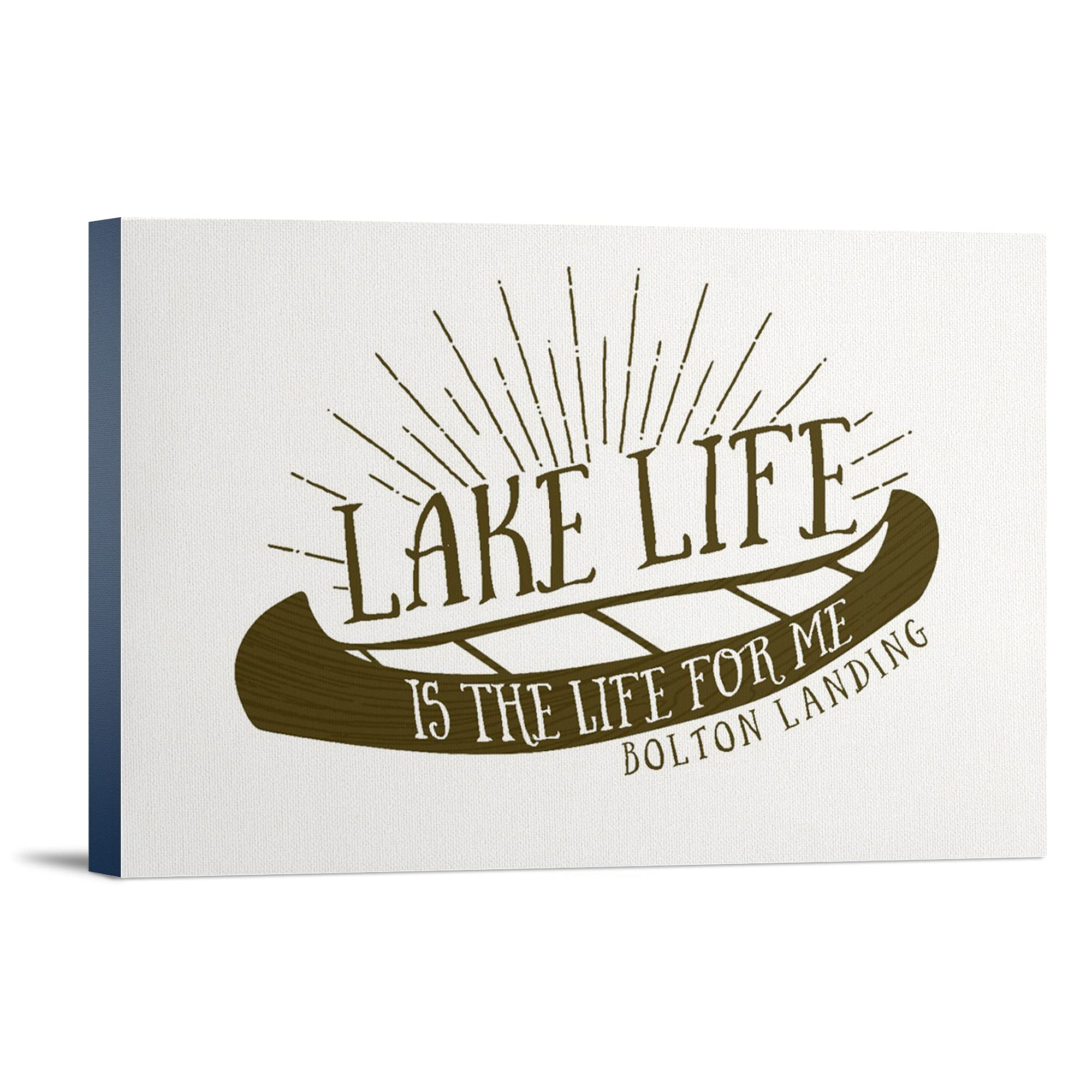Bolton Landing New York Lake Life Wall Art - 16x24 Wrapped Canvas Painting for Home & Office Decor - Perfect for Living Room, Bedroom or Lake House