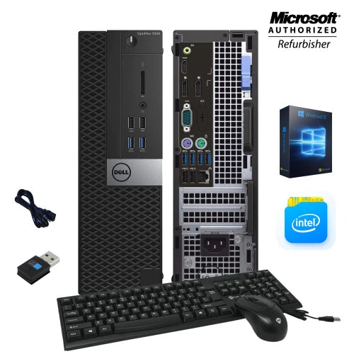 Refurbished Dell OptiPlex 7040 SFF Desktop - Intel Core i5-6500 6th Gen Quad-Core 3.2GHz, 16GB RAM, 256GB NVMe SSD, Windows 10 Pro | WiFi, Bluetooth, Keyboard & Mouse Included | 1-Year Warranty | Perfect for Home Office, Business & Remote Work