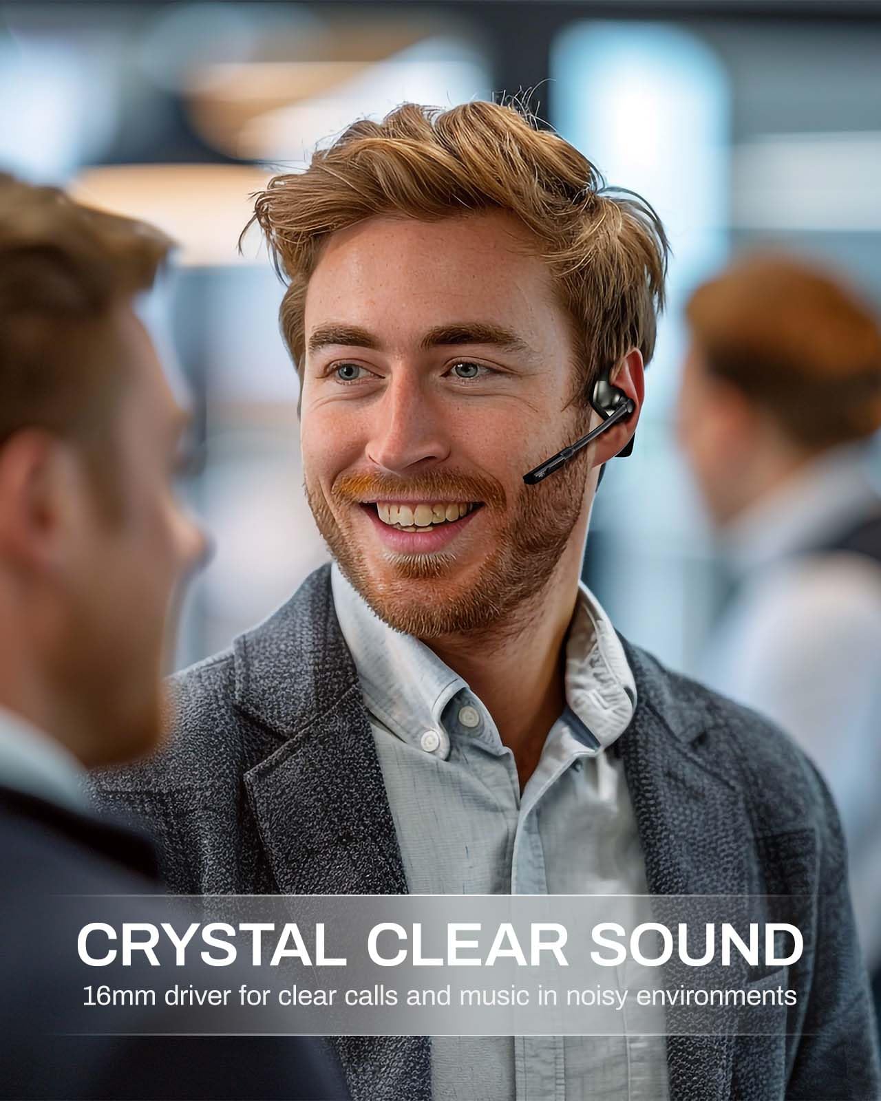 EH09U Bone Conduction Bluetooth Headset with Dual-Mic ENC Noise Cancellation - 16H Battery Life, IPX5 Waterproof, Multi-Point Connection for PC/Laptop/Smartphone - Ideal for Running, Cycling & Office Calls (Black)