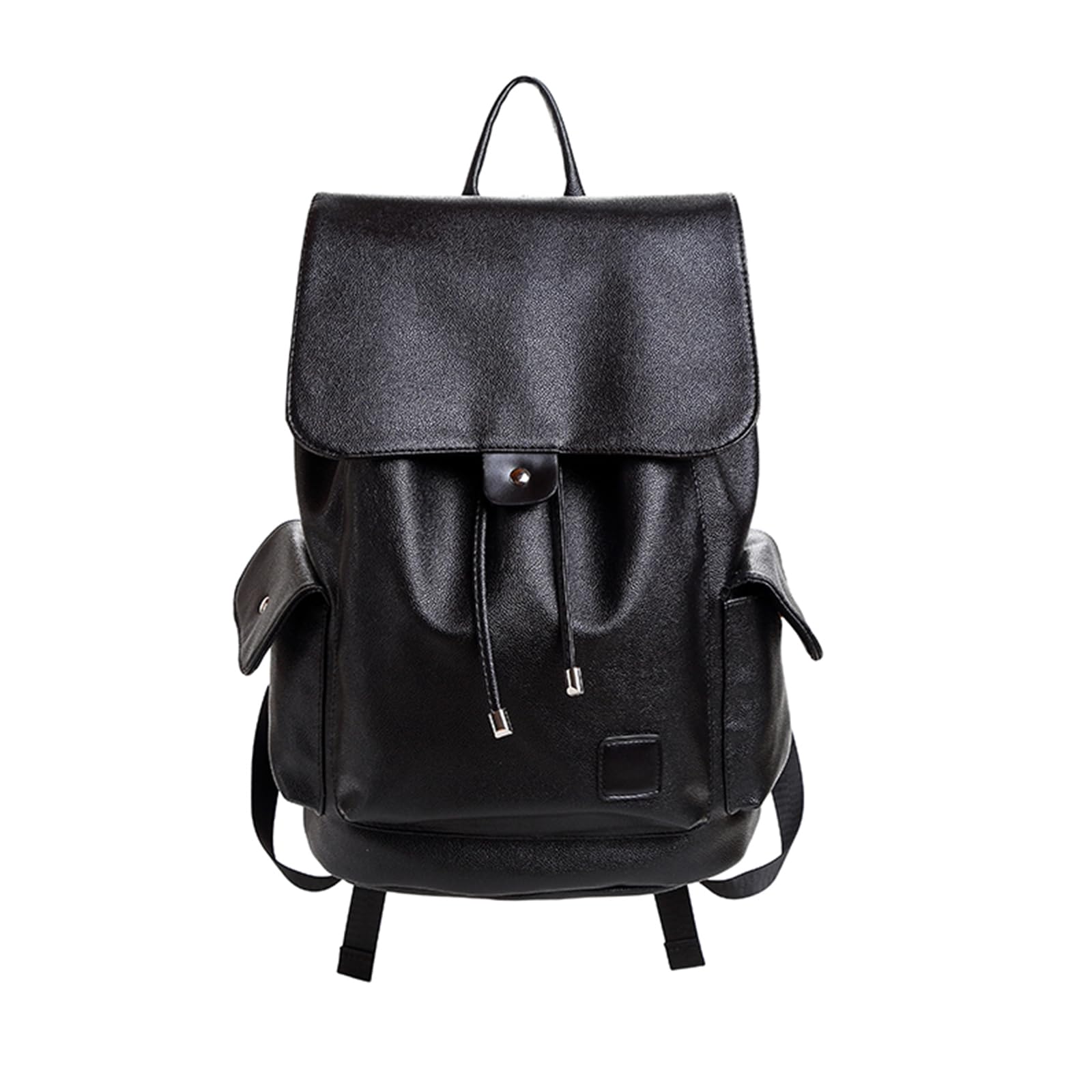 Premium PU Leather Laptop Backpack for Women & Men - Adjustable Shoulder Strap Business Bag, 15.6 Inch Travel Backpack for Work, School, Hiking, Camping & Daily Commute (Black)