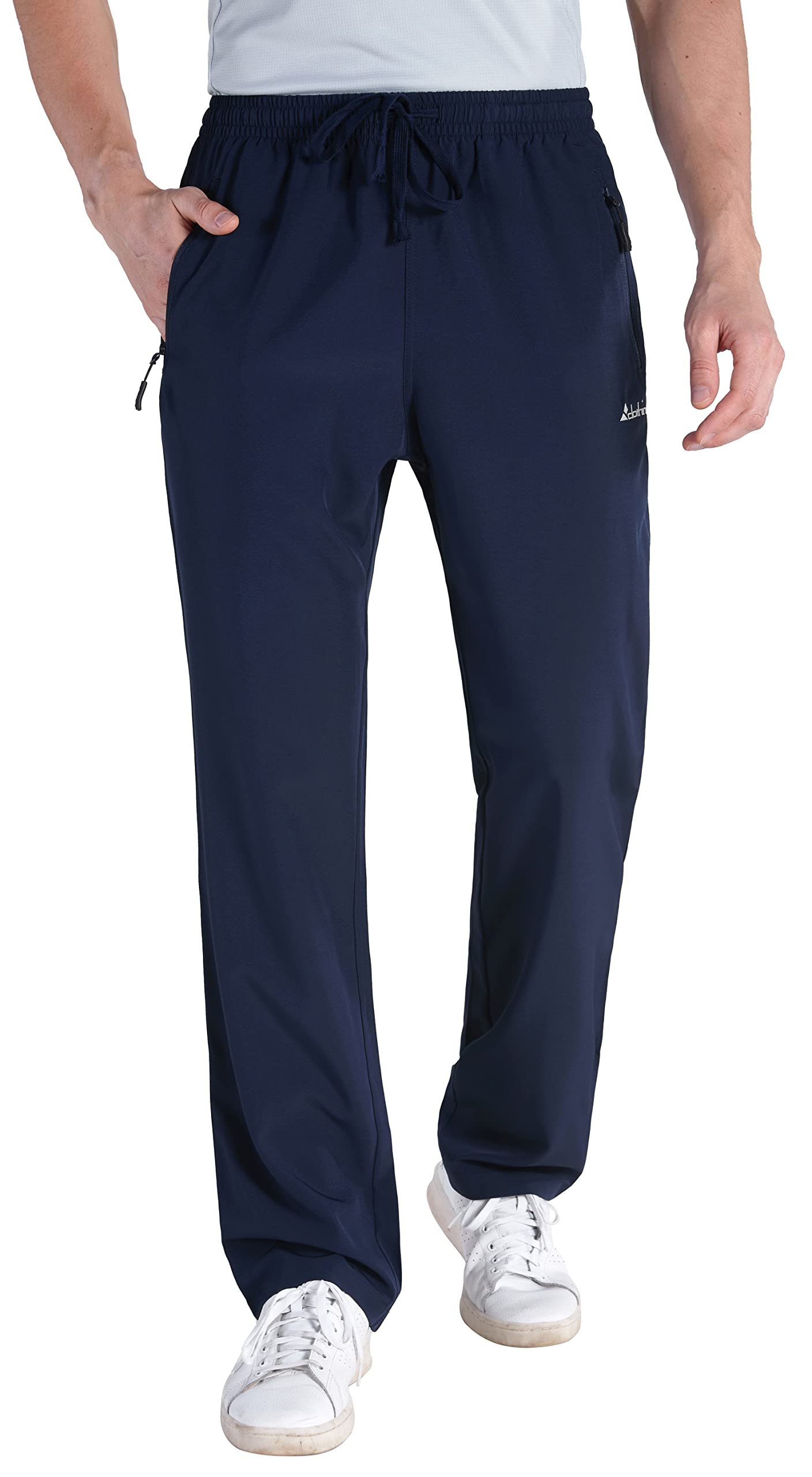 **Men's Lightweight Elastic Waist Sweatpants with Drawstring & Zipper Pockets - Breathable Athletic Joggers for Hiking, Casual Wear, Travel & Gym**