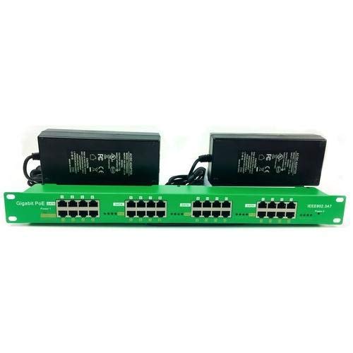 16 Port Gigabit PoE Injector with Dual 56V 120W UL Power Supplies - 802.3at Compatible for IP Cameras, VoIP Phones & Wireless Access Points - Network Power Over Ethernet Solution for Office & Home Security Systems